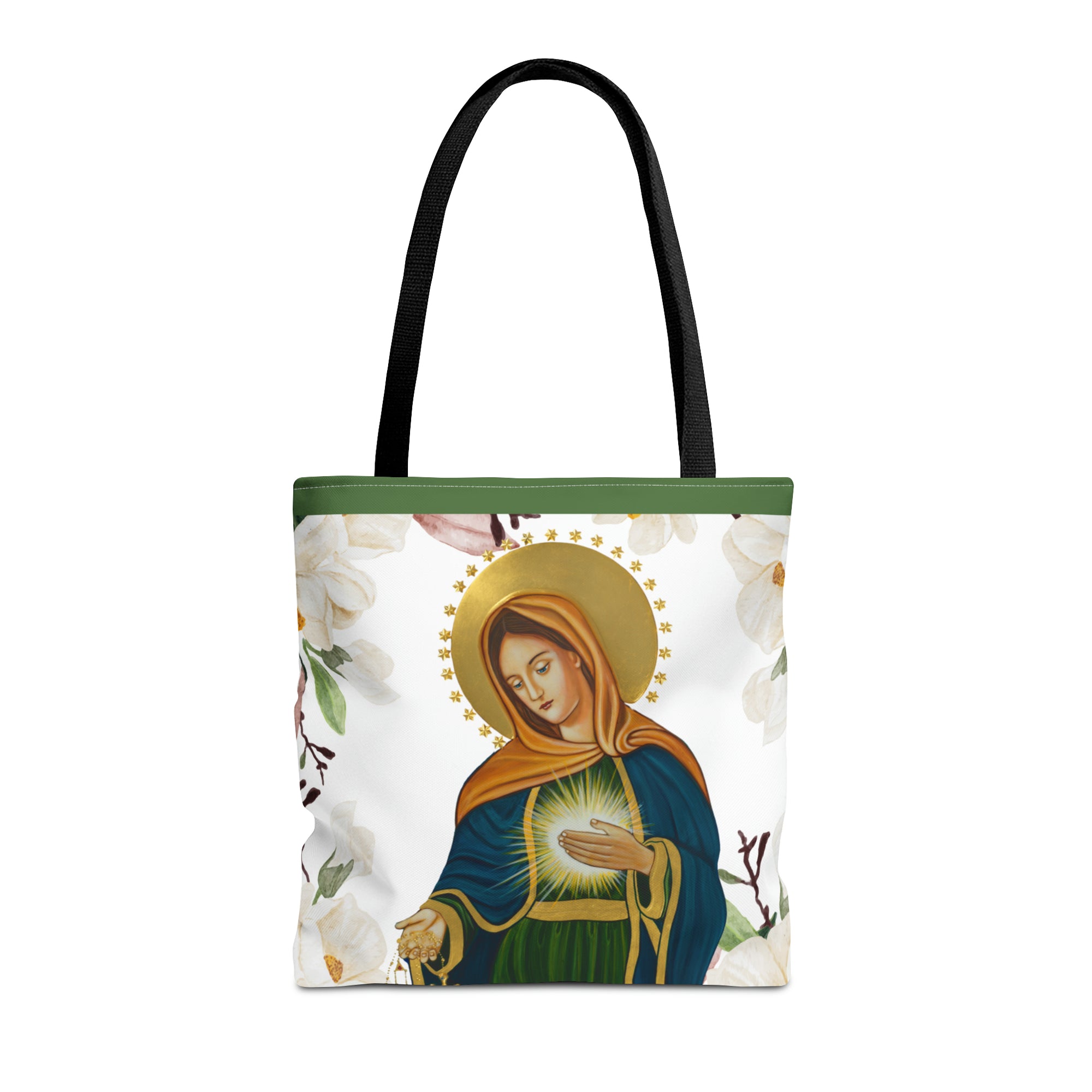 Flame of Love Tote Bag (Green Floral) 16"x16"