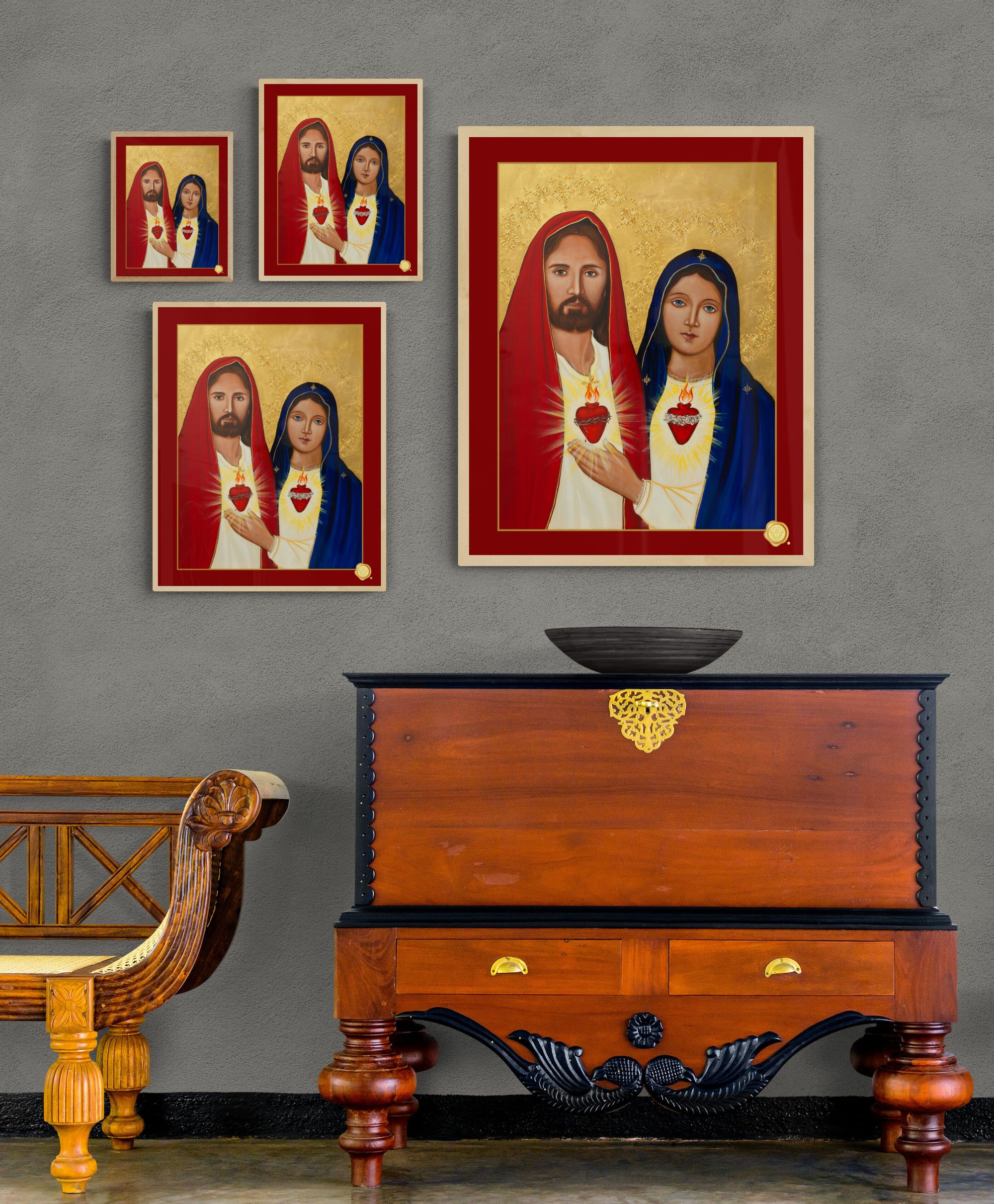 Sacred and Immaculate Hearts 1 Icon Print