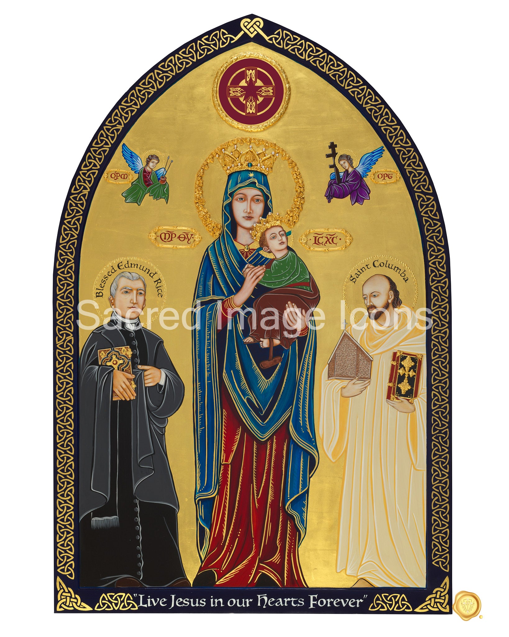 Our Lady of Perpetual Help with Saint Iona and Blessed Edmund Rice Icon Print