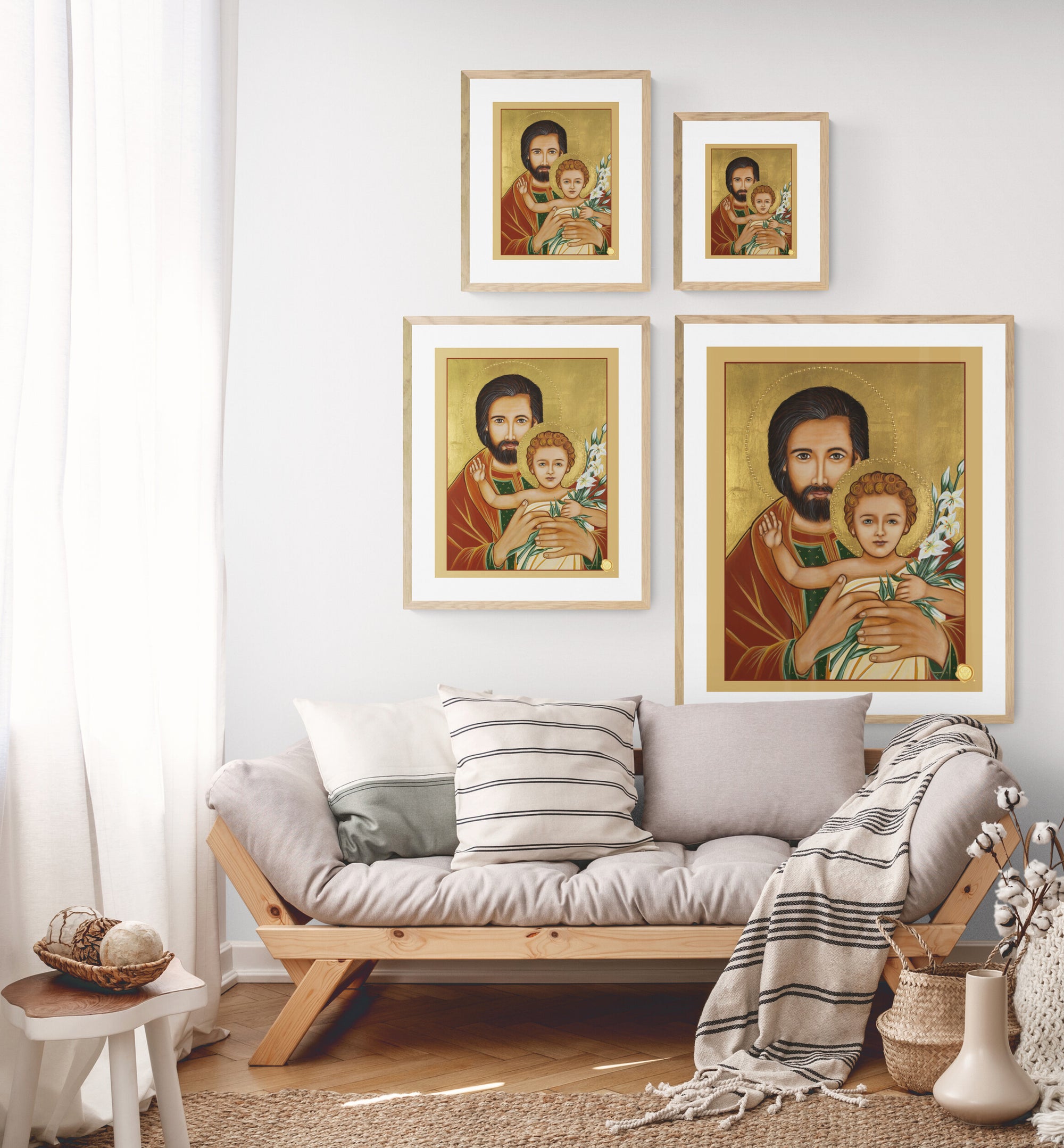 Saint Joseph and Baby Jesus Icon Print