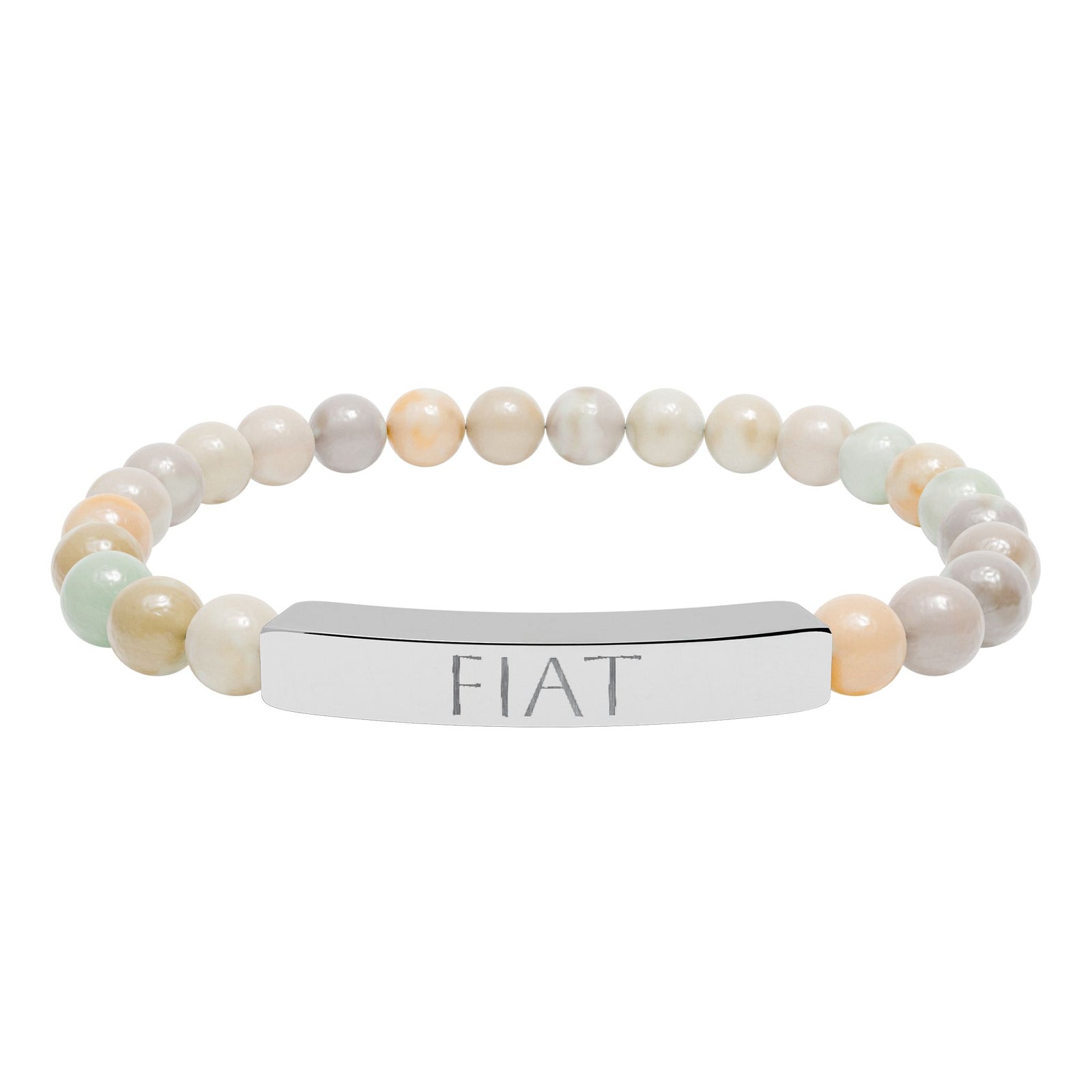 FIAT "Let it be done"  Engraved Bracelet - Stainless or Gold with Natural Stone