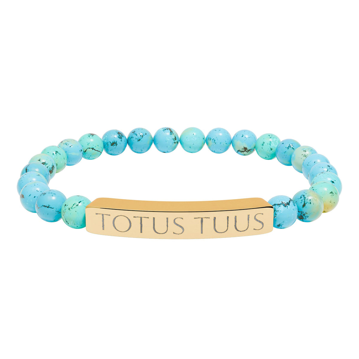 Totus Tuus Engraved Bracelet - Stainless or Gold with Natural Stone
