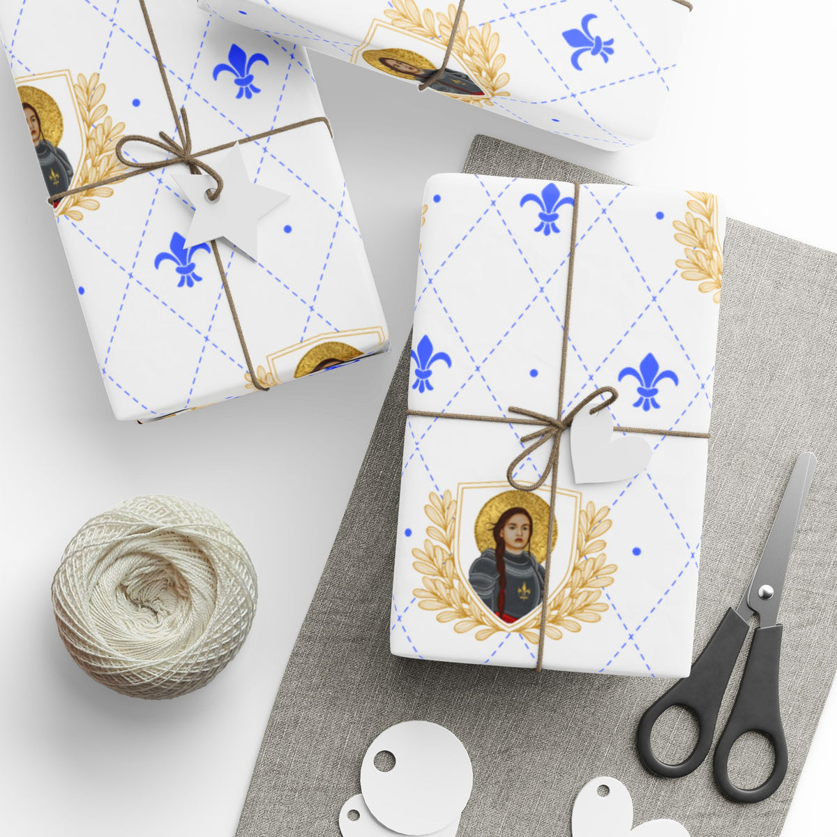 Gift Wrapping Paper - St. Joan of Arc Blue &amp; Gold - Roll