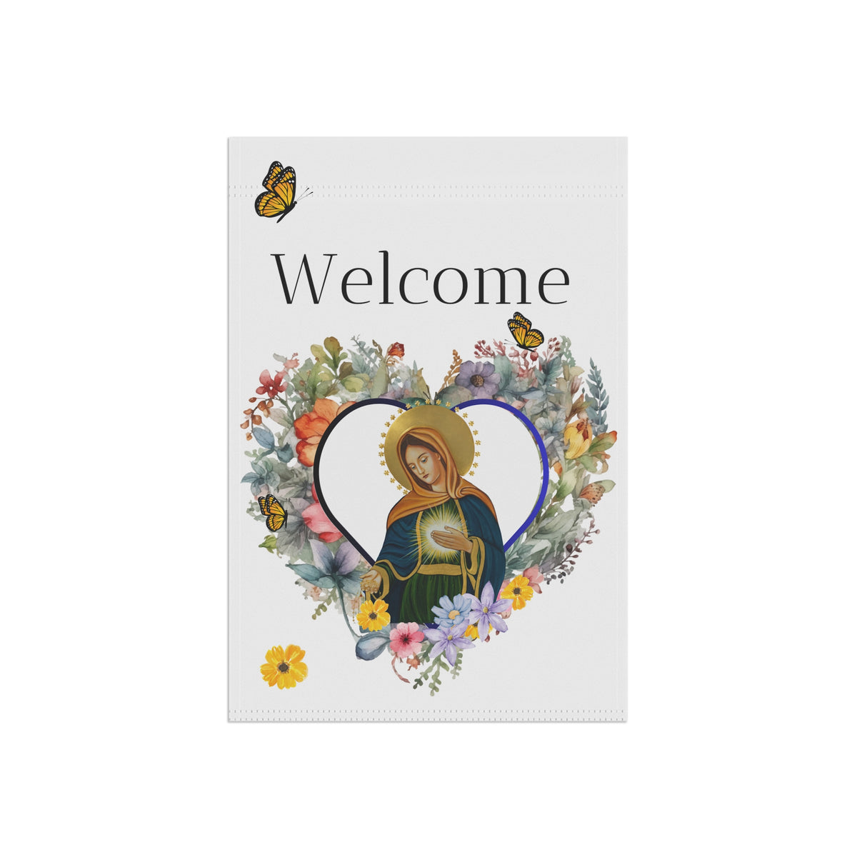 Welcome Blessed Mother Garden Flag
