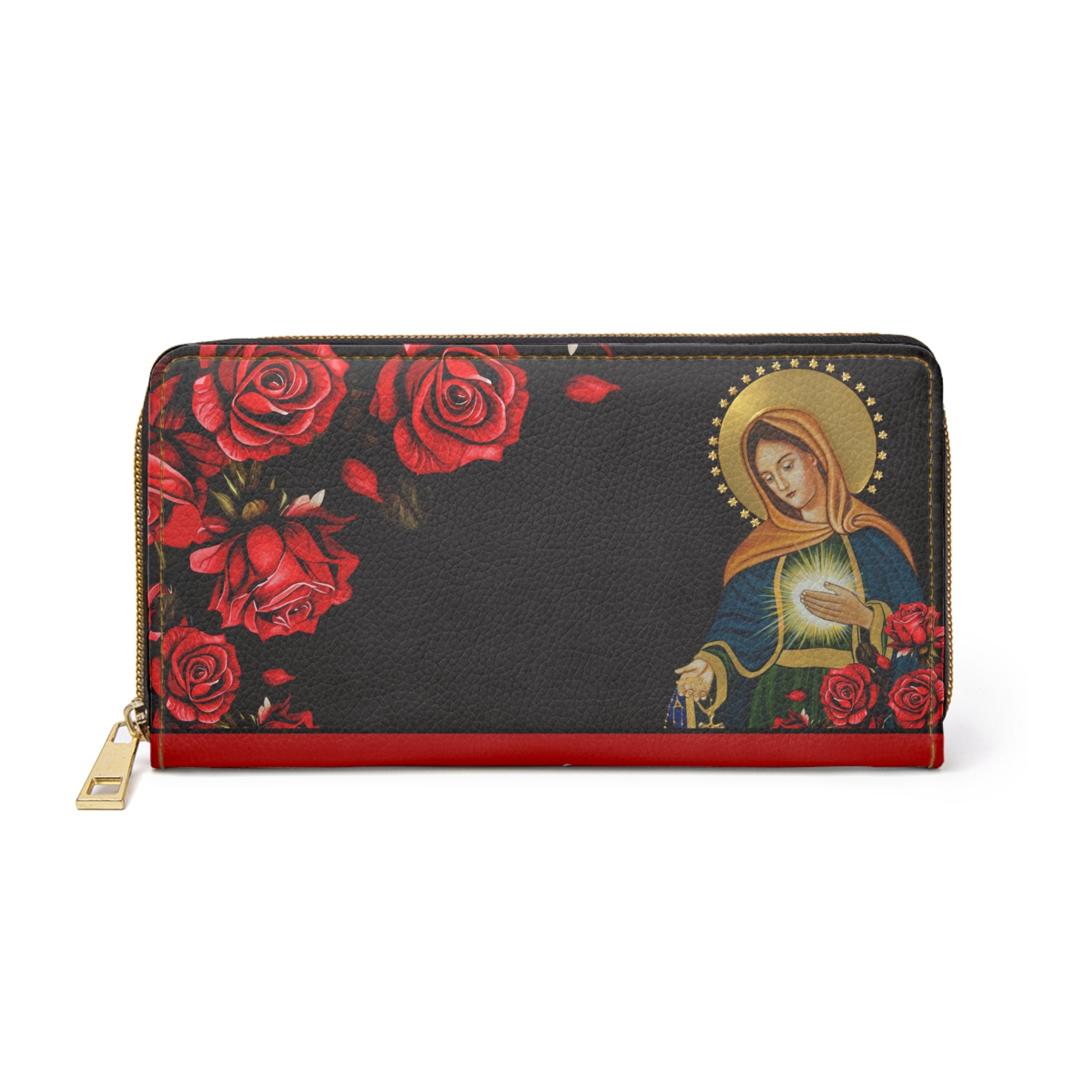 Flame of Love & The Sacred Heart of Jesus Catholic Devotional Zipper Wallet -