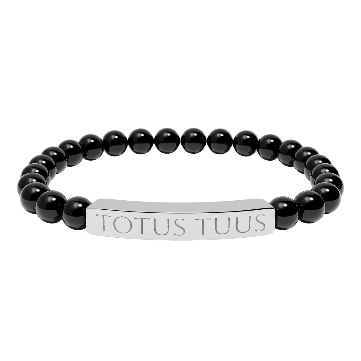 Totus Tuus Engraved Bracelet - Stainless or Gold with Natural Stone
