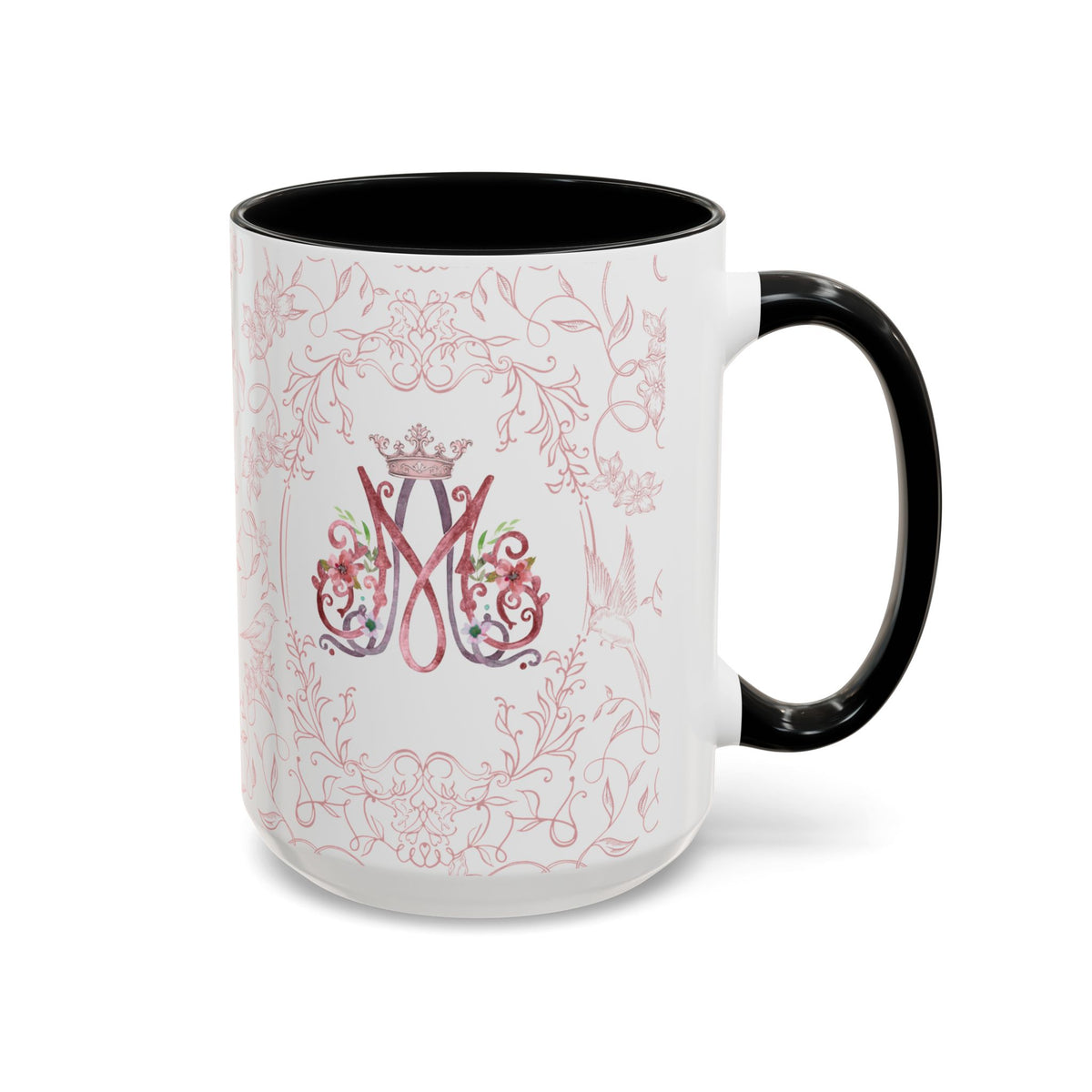 Ave Maria Pink Floral Prayer Coffee Mug