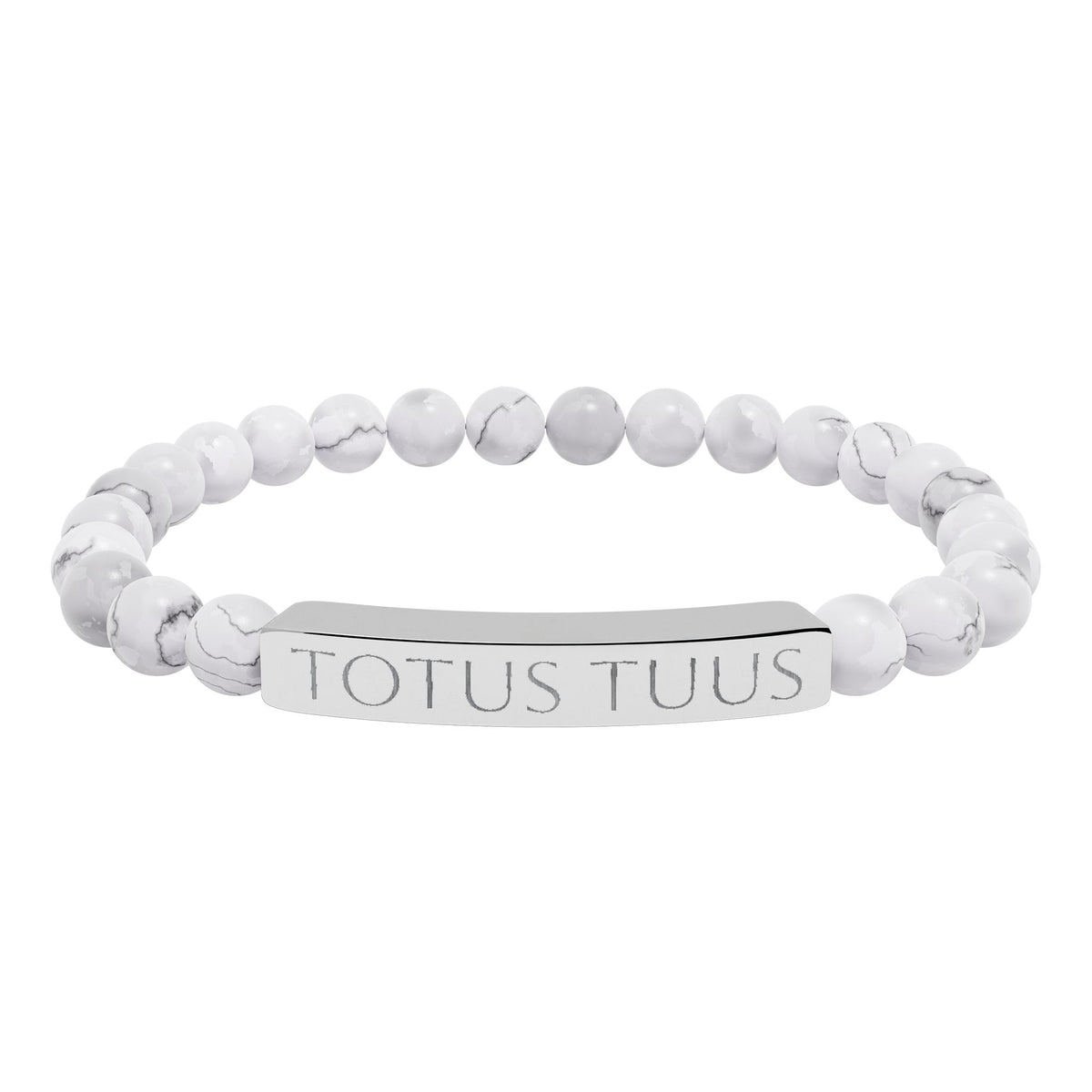 Totus Tuus Engraved Bracelet - Stainless or Gold with Natural Stone
