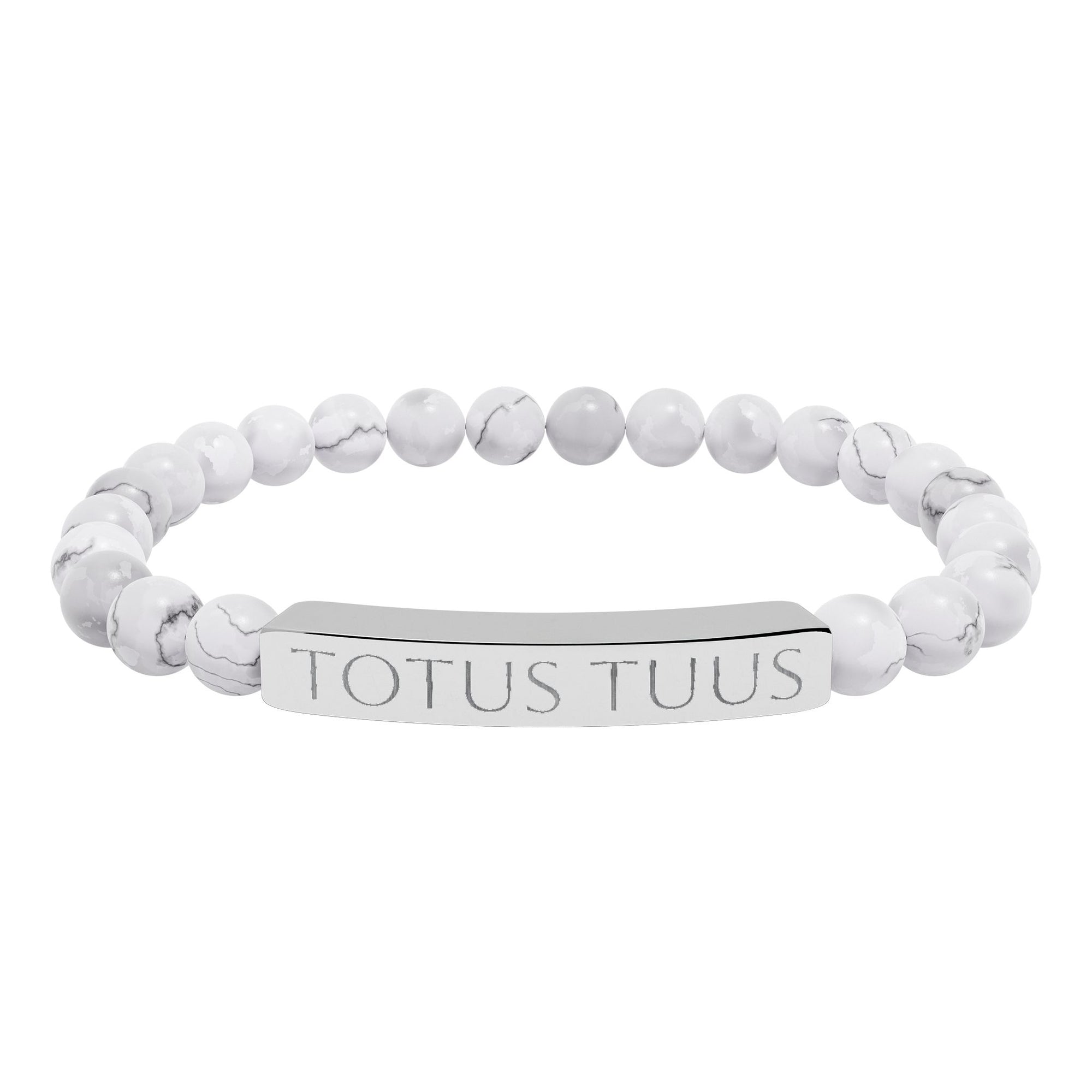 Totus Tuus Engraved Bracelet - Stainless or Gold with Natural Stone
