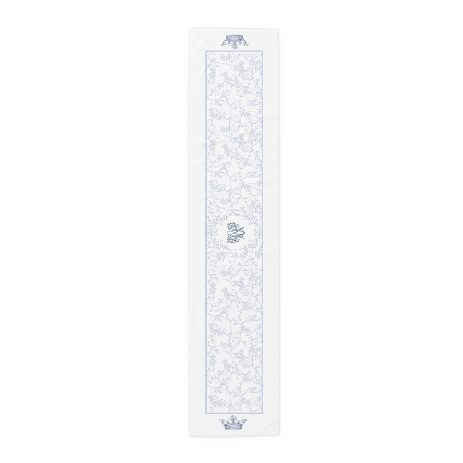 Ave Maria Blue Catholic Table Runner in Cotton Twill or Poly