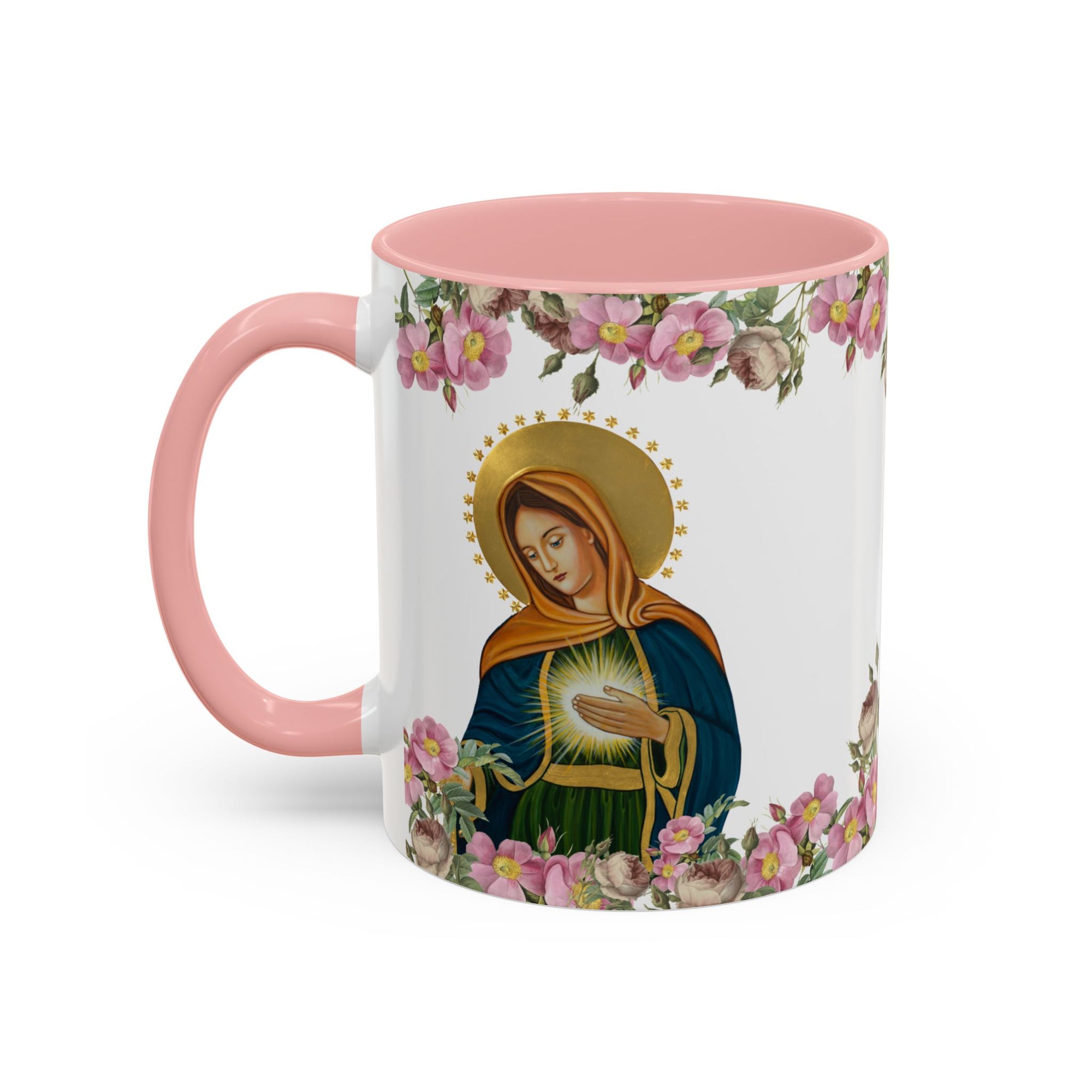 Flame of Love Prayer Coffee Mug - Pink Floral