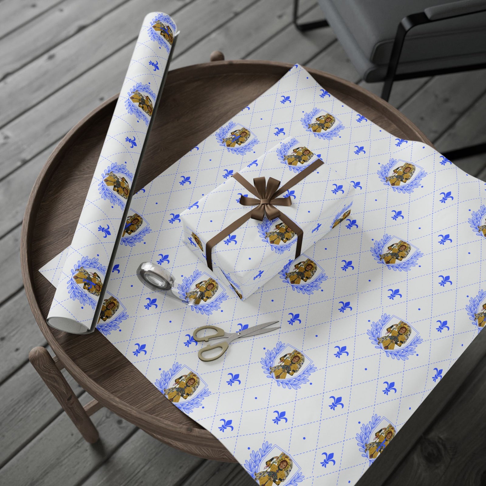 Gift Wrapping Paper - Saint Joan of Arc Blue - Roll