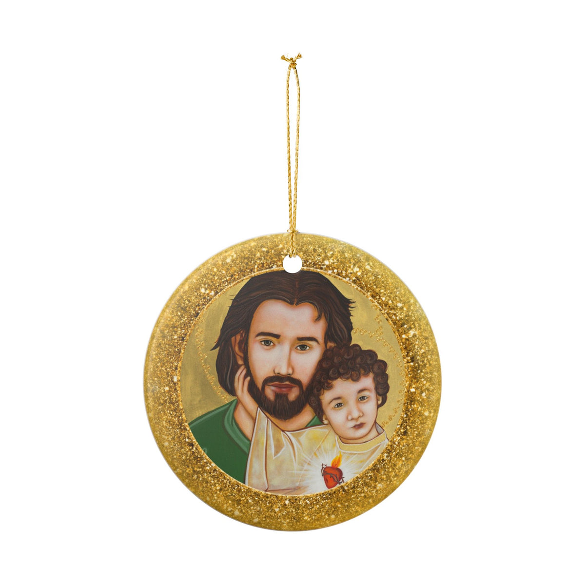 St. Joseph and the Baby Jesus Ceramic Christmas Ornament
