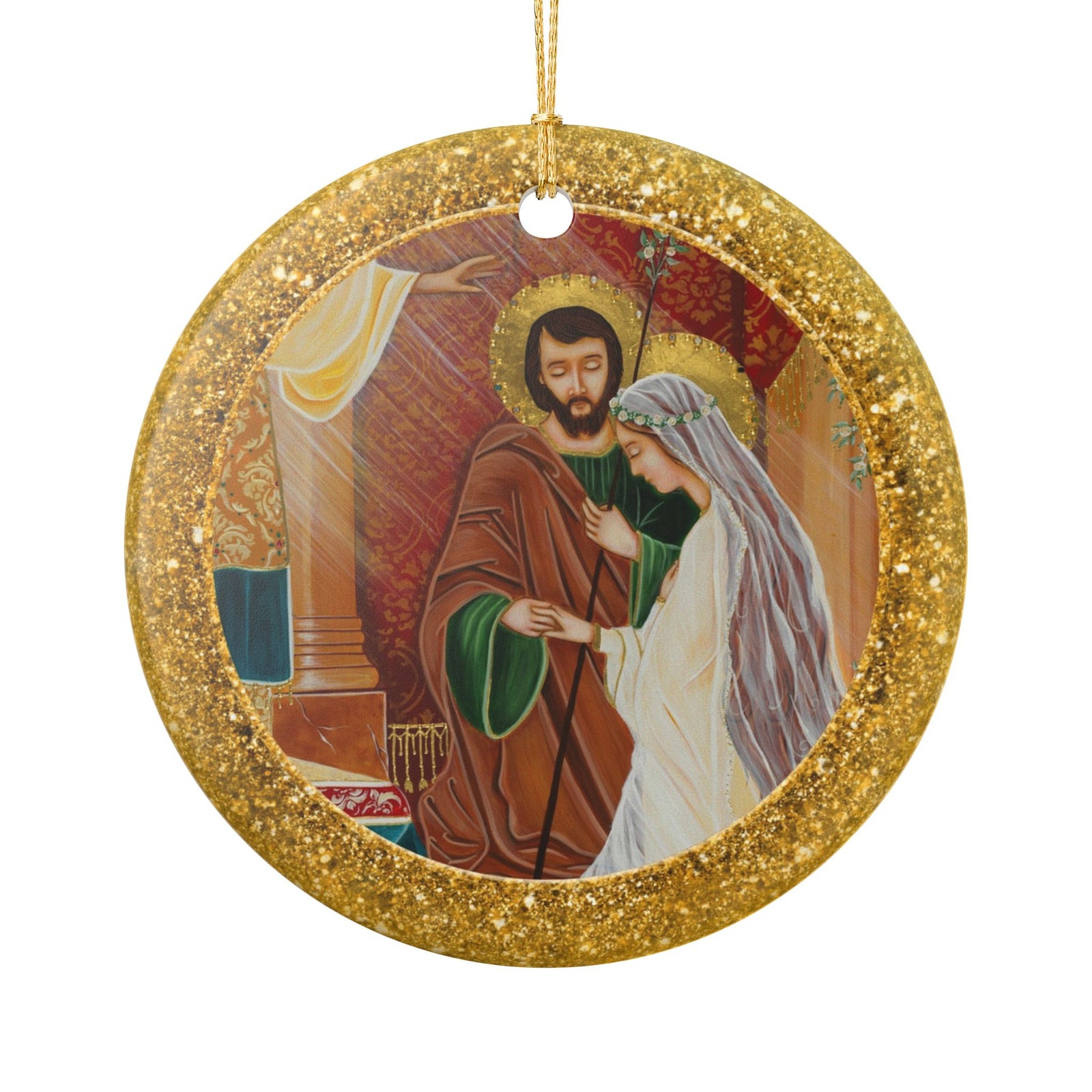 Wedding of Joseph & Mary Ceramic Christmas Ornament