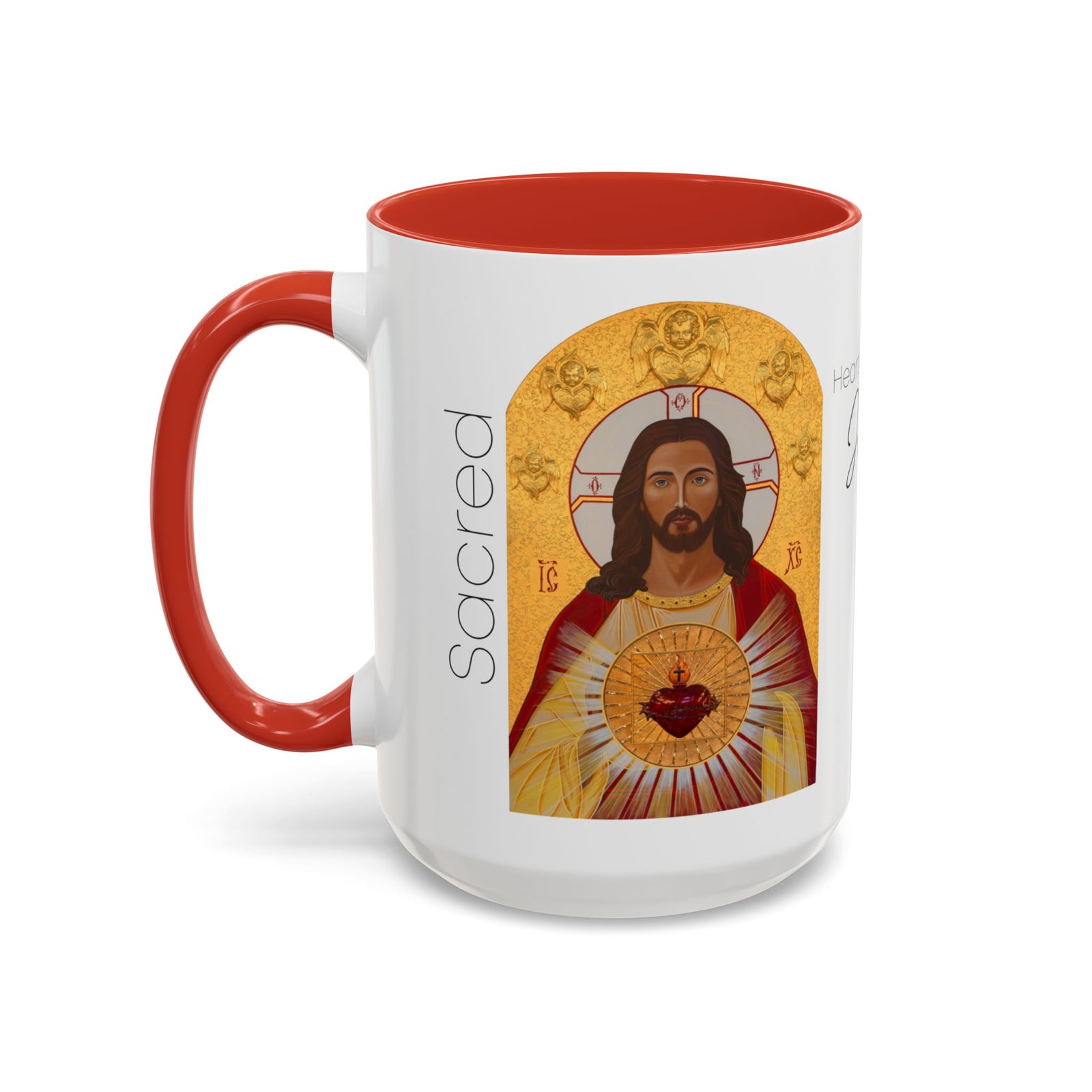 Sacred Heart of Jesus Accent Coffee Mug – Catholic Prayer 11/15oz