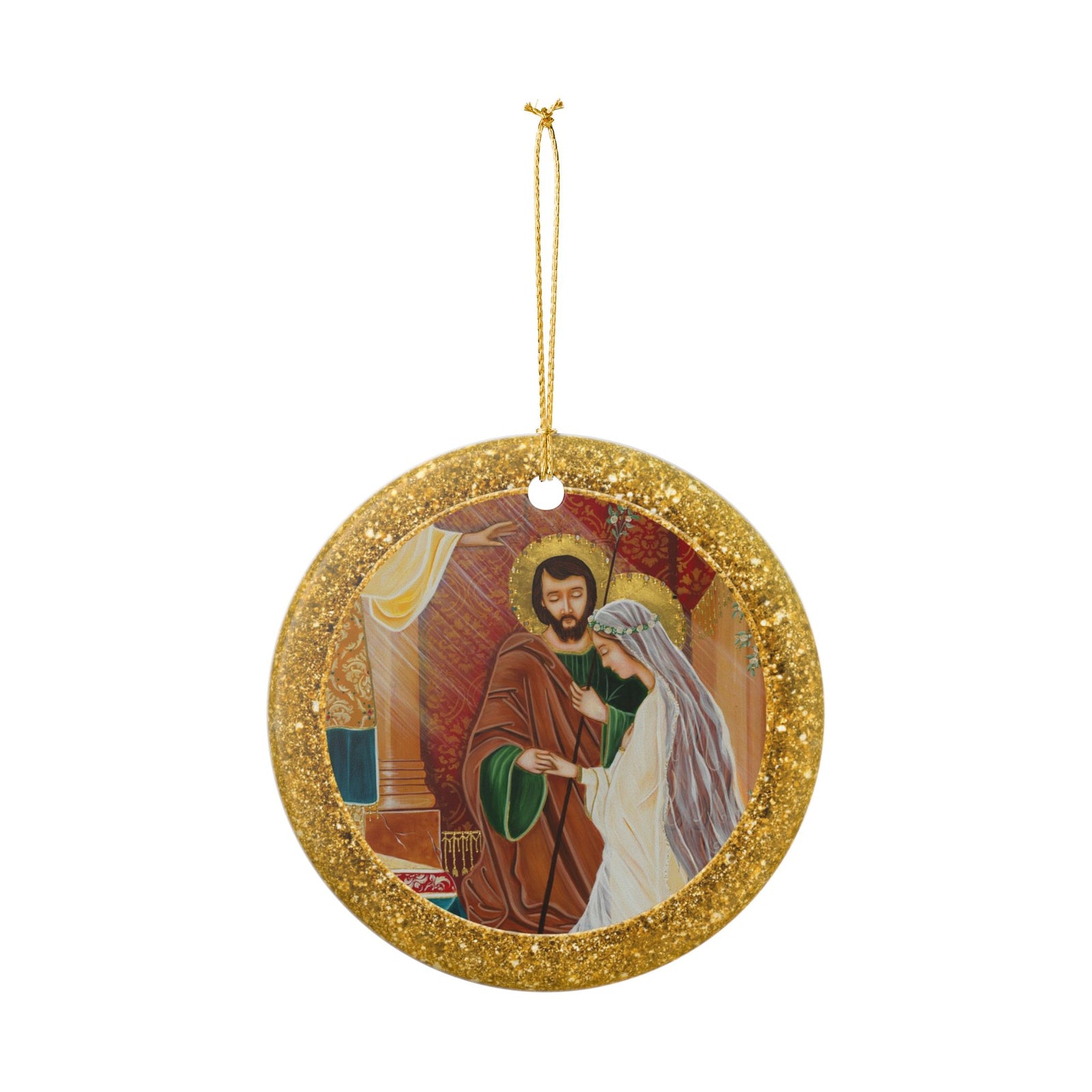 Wedding of Joseph & Mary Ceramic Christmas Ornament