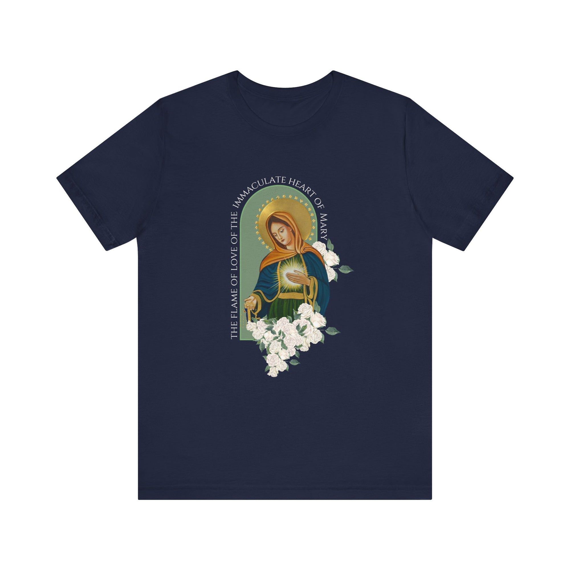 Flame of Love Unisex Tee - Sacred Image Icons Devotion to the Blessed Mother