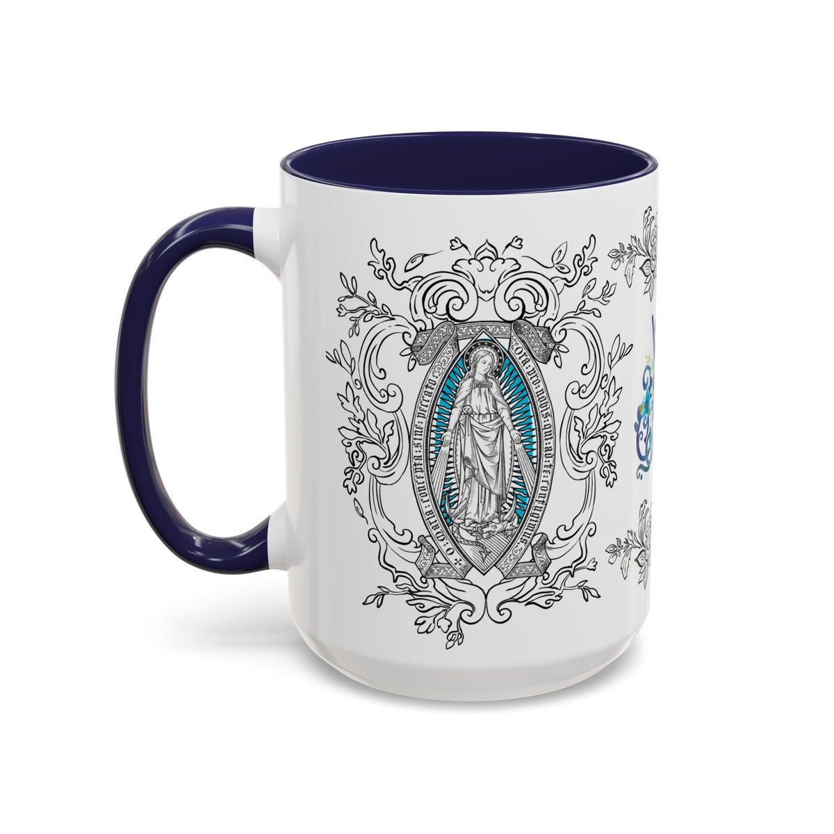 Ave Maria Coffee Mug 15oz - Blue Accent