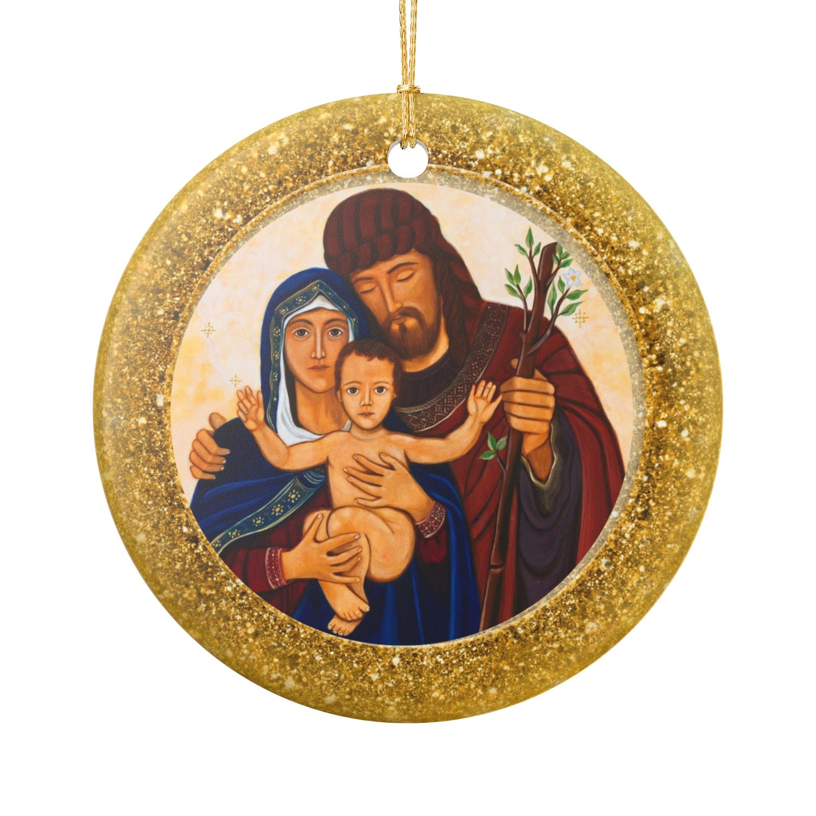 Holy Family Ceramic Christmas Ornament