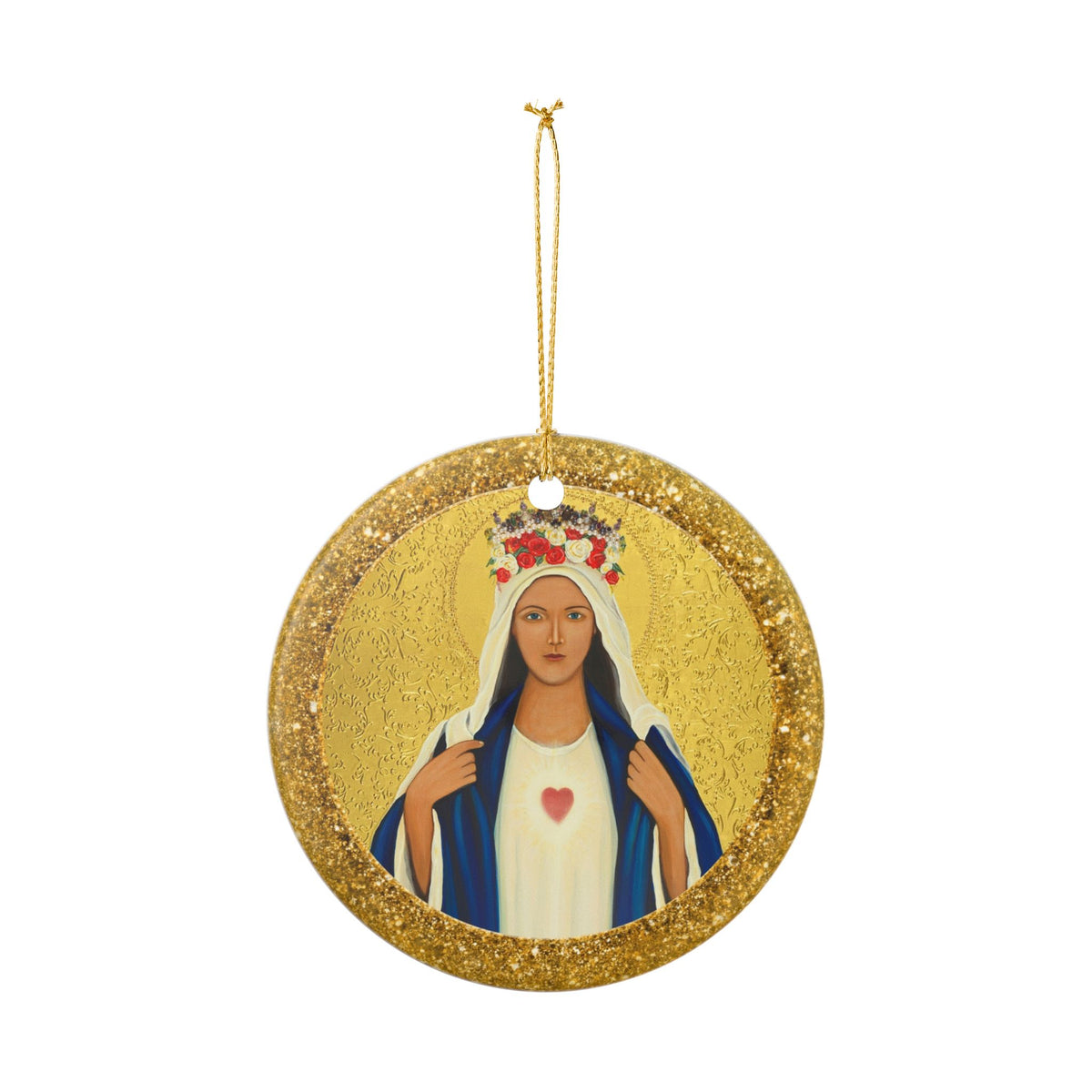 Immaculate Heart of Mary Ceramic Christmas Ornament
