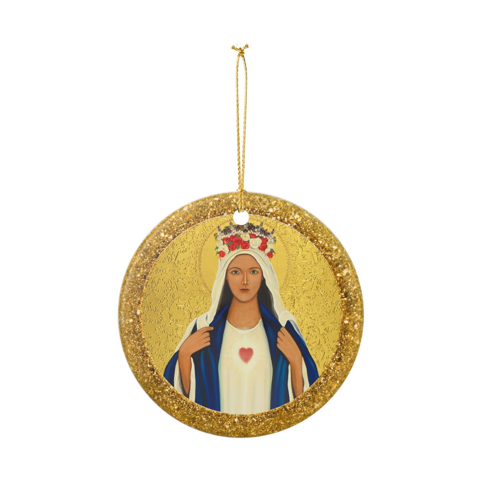 Immaculate Heart of Mary Ceramic Christmas Ornament