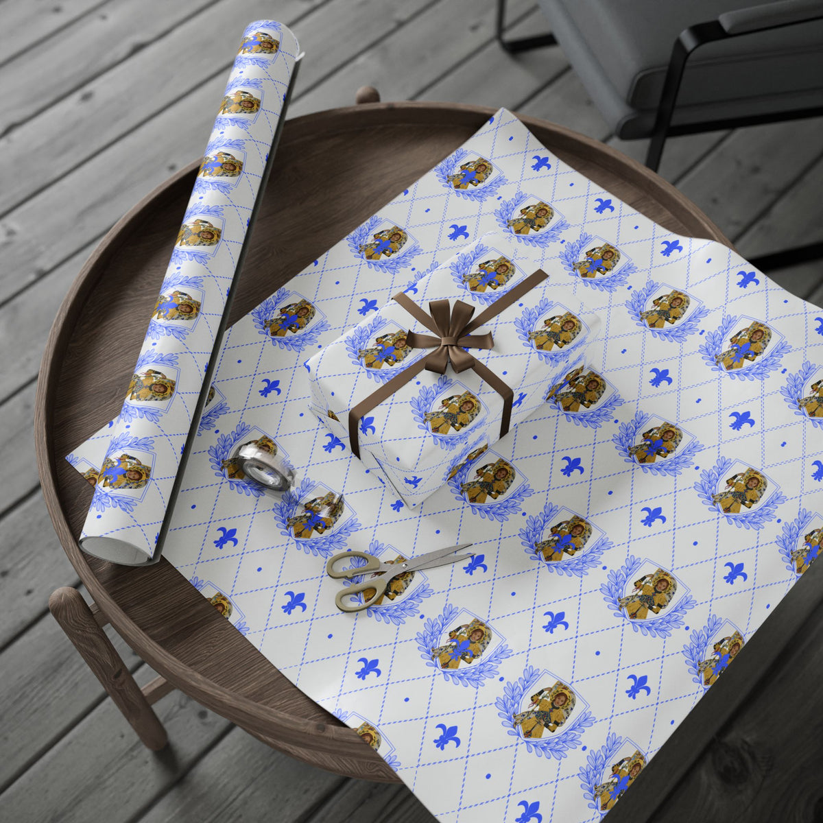 Gift Wrapping Paper - Saint Joan of Arc Blue - Roll