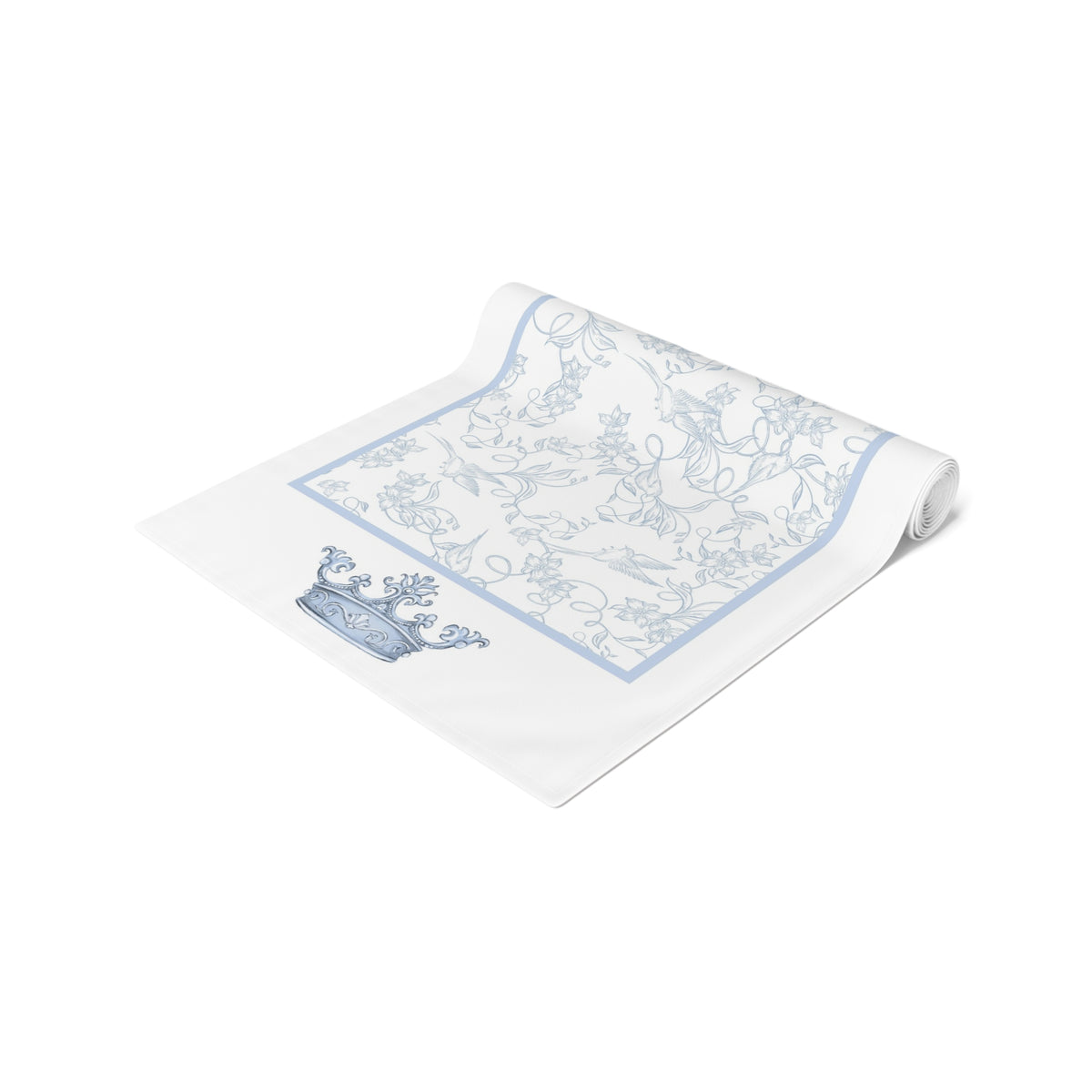 Ave Maria Blue Catholic Table Runner in Cotton Twill or Poly