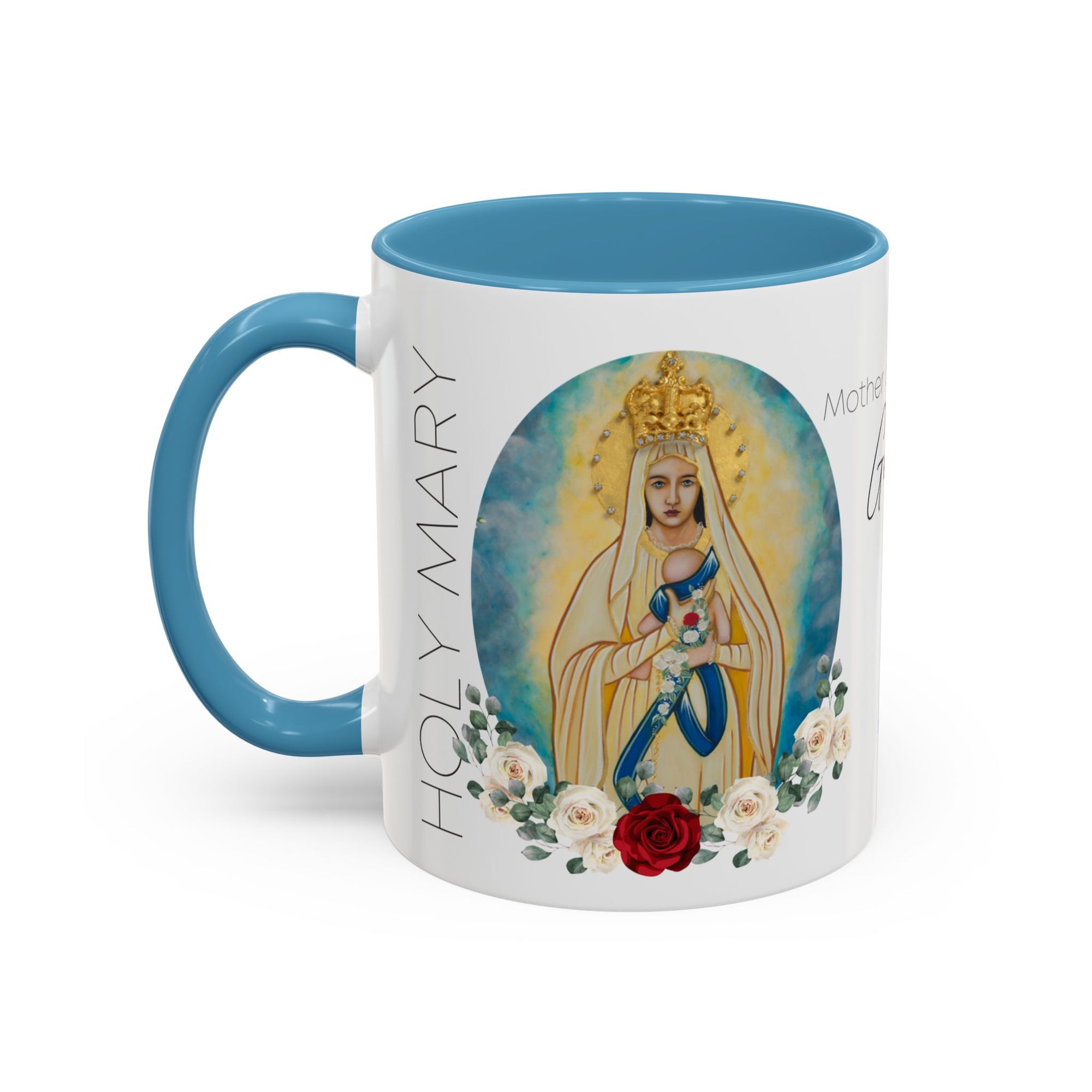 Mother of God Prayer Coffee Mug — Consecration to Mary Accent Mug (11/15oz)