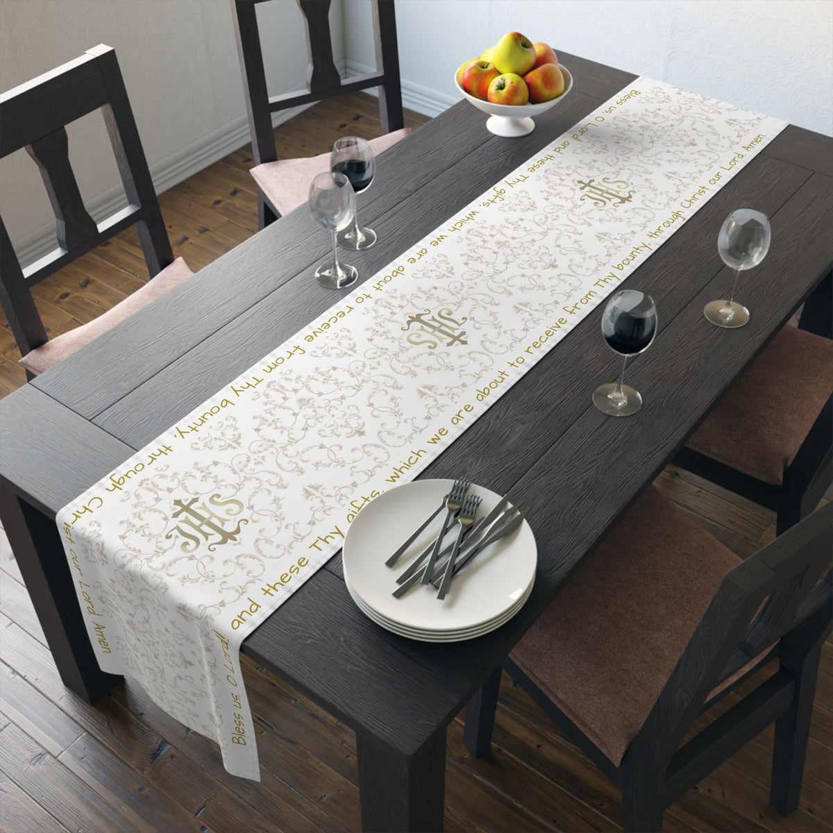 Bless us O Lord Table Runner in Cotton Twill or Poly