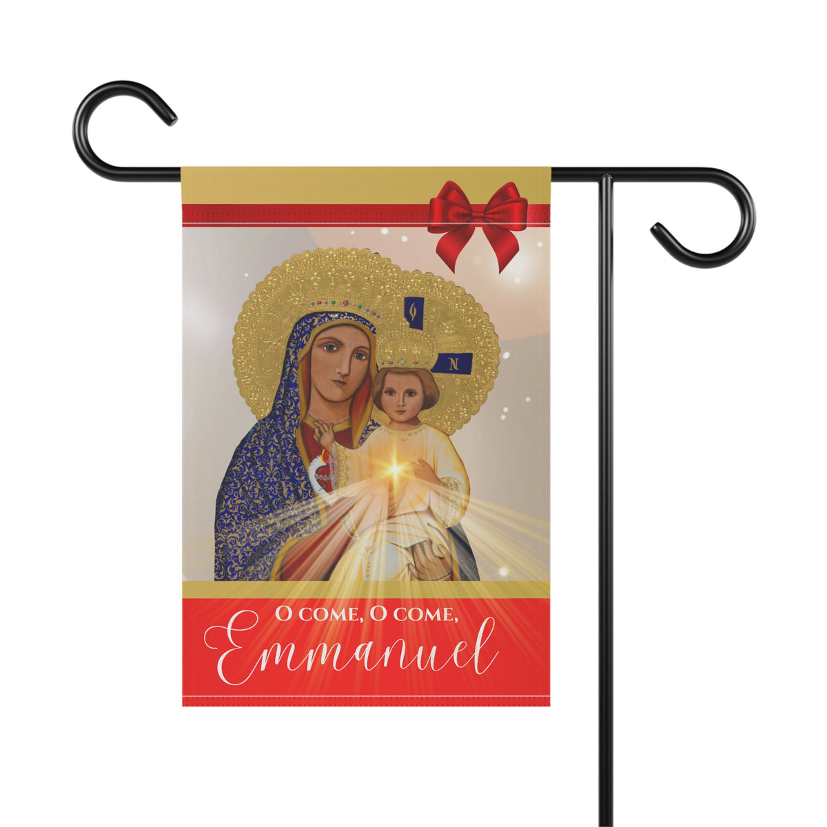 &quot;O Come, O Come, Emmanuel&quot; Christmas Garden Flag - Red &amp; Gold