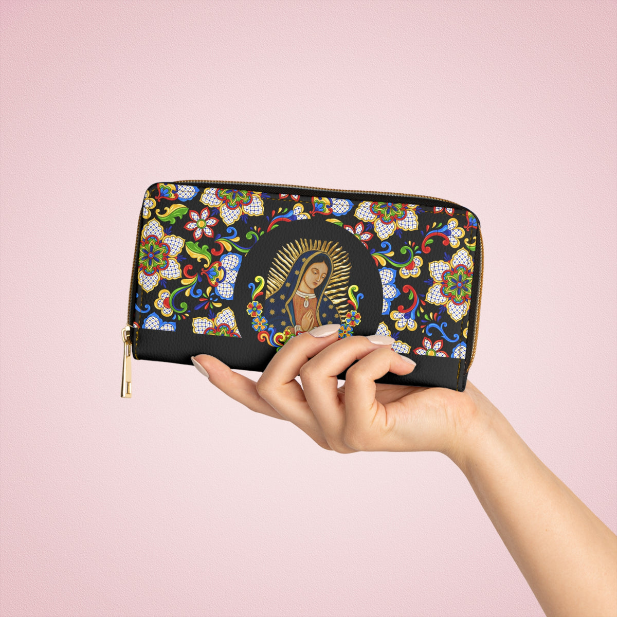 Our Lady of Guadalupe Zipper Wallet (Vegan Leather)
