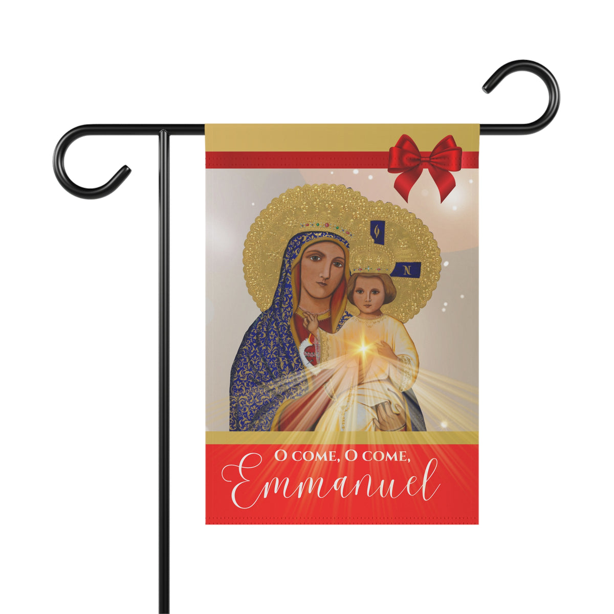 "O Come, O Come, Emmanuel" Christmas Garden Flag - Red &amp; Gold