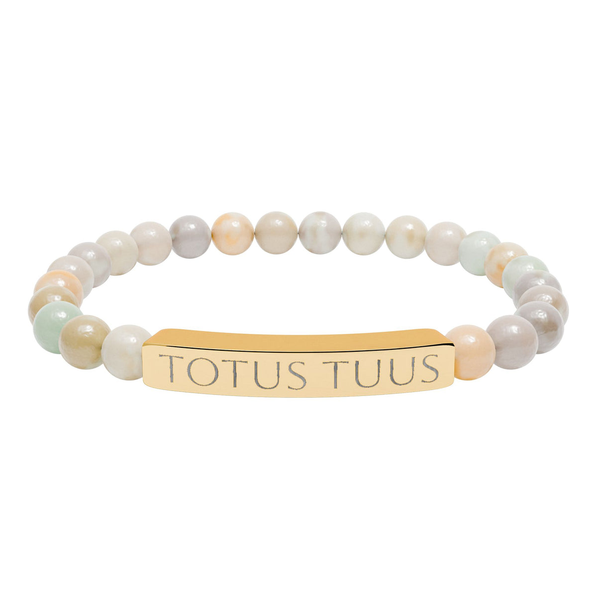 Totus Tuus Engraved Bracelet - Stainless or Gold with Natural Stone