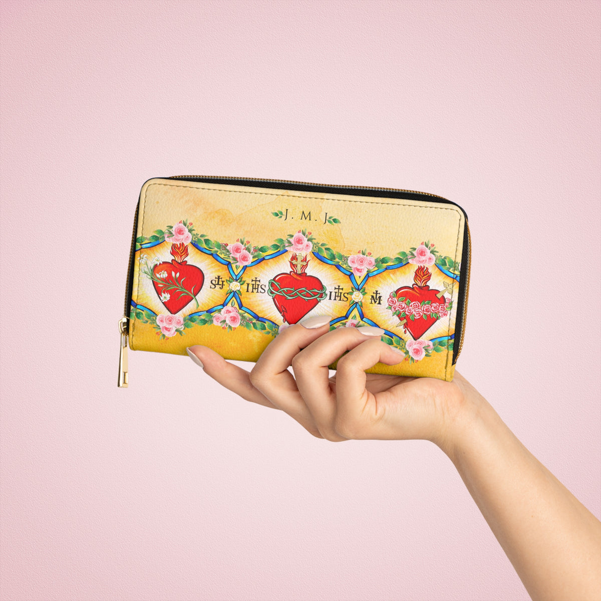 Jesus, Mary &amp; Joseph Zipper Wallet (Vegan Leather)