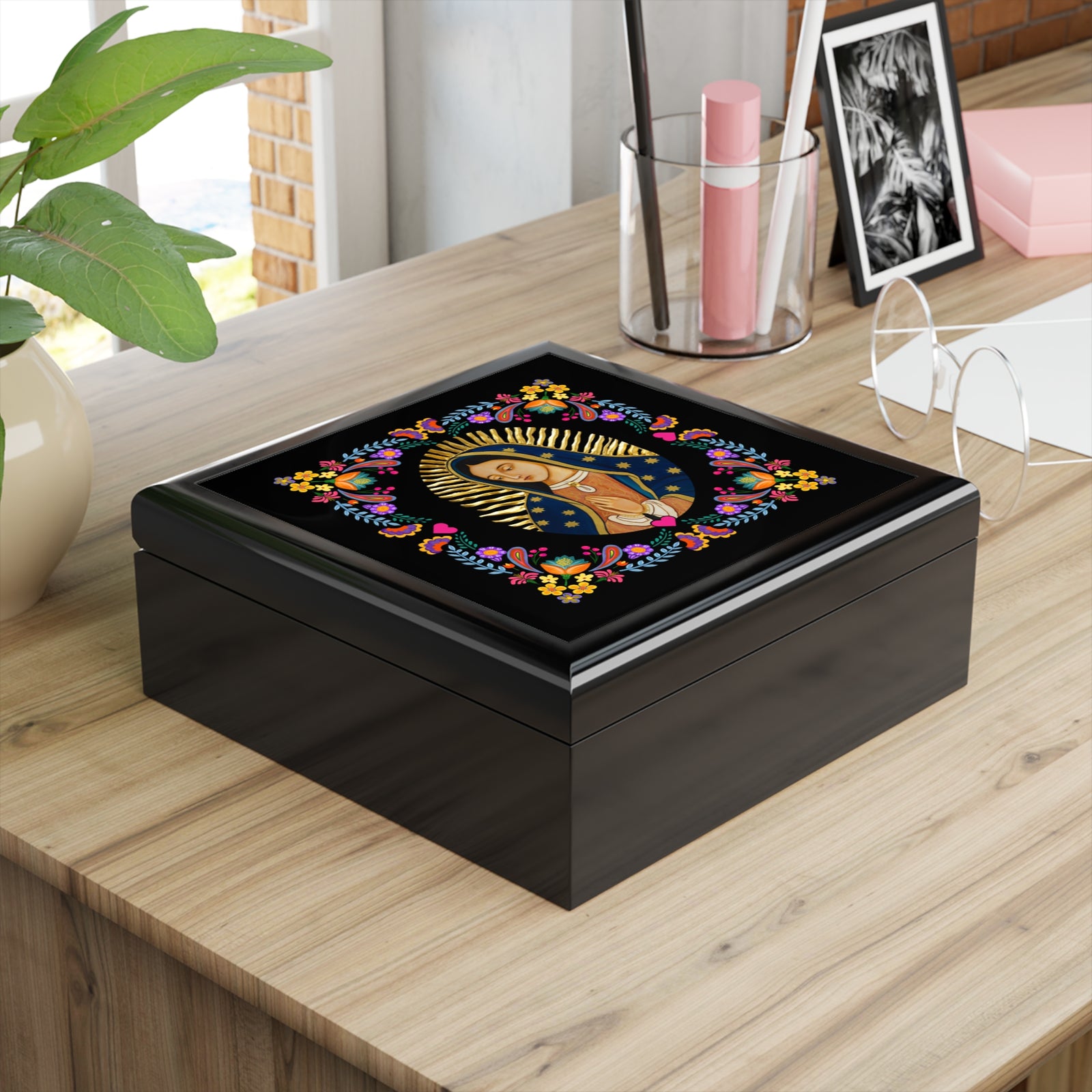 Rosary and Jewelry Box with Our Lady of Guadalupe