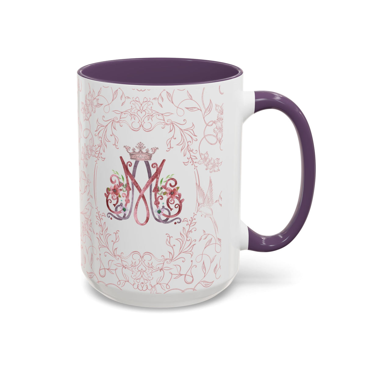 Ave Maria Pink Floral Prayer Coffee Mug