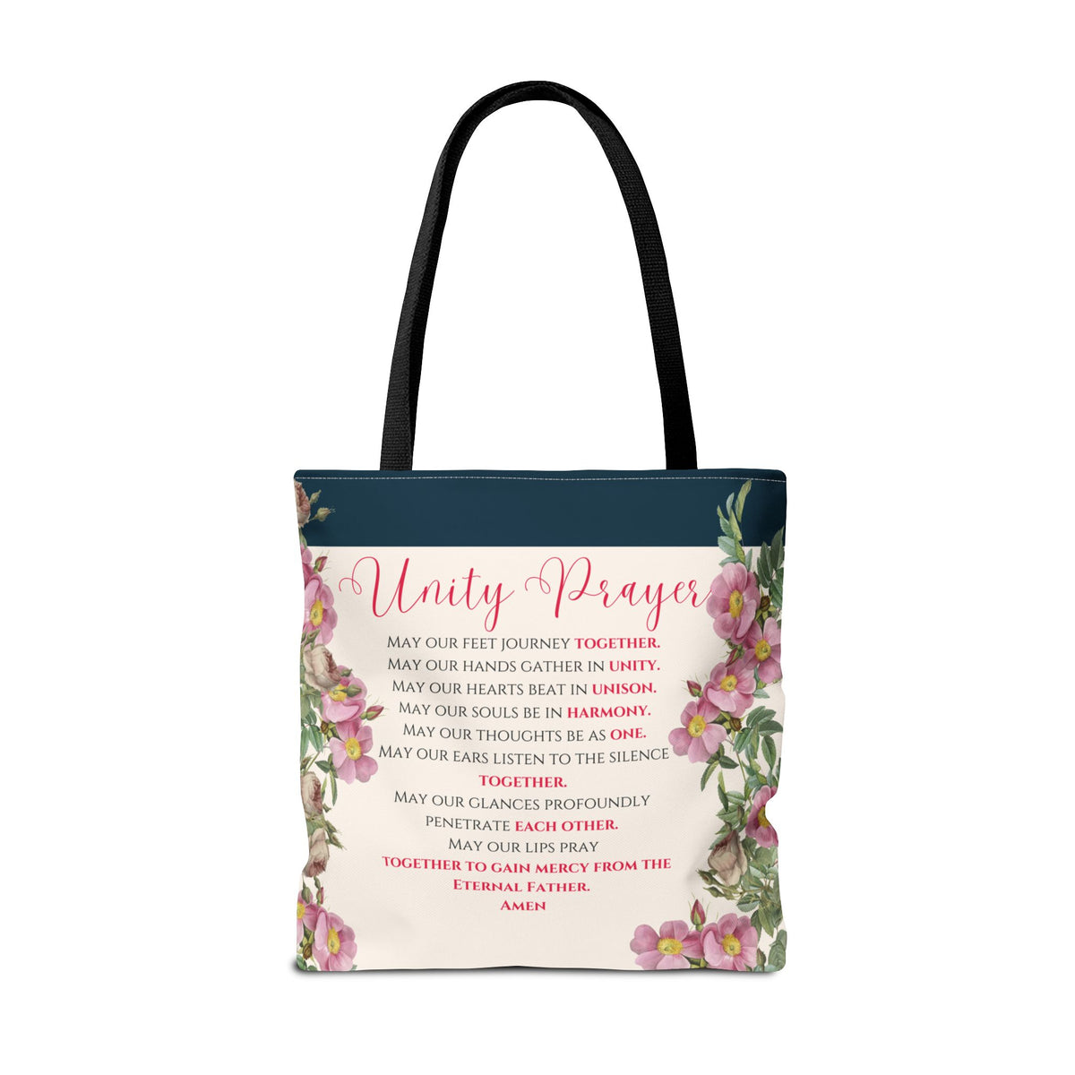 Flame of Love Tote Bag - Dark Blue Floral