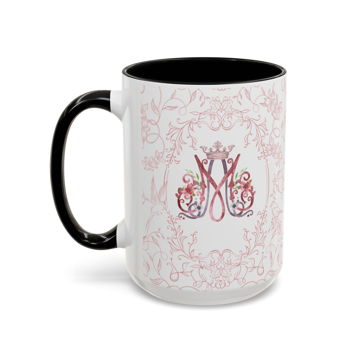 Ave Maria Pink Floral Prayer Coffee Mug