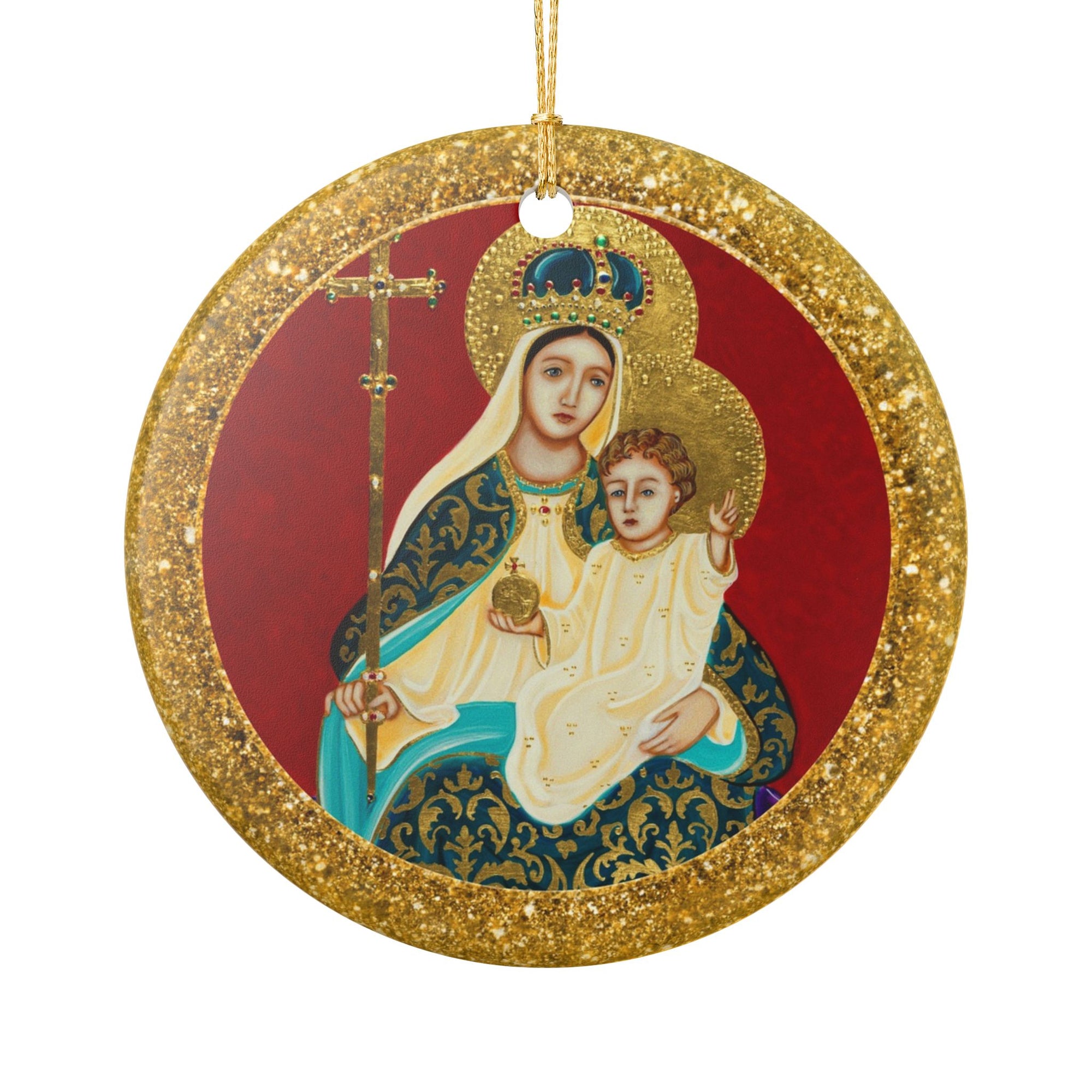 Madonna and Child Ceramic Christmas Ornament