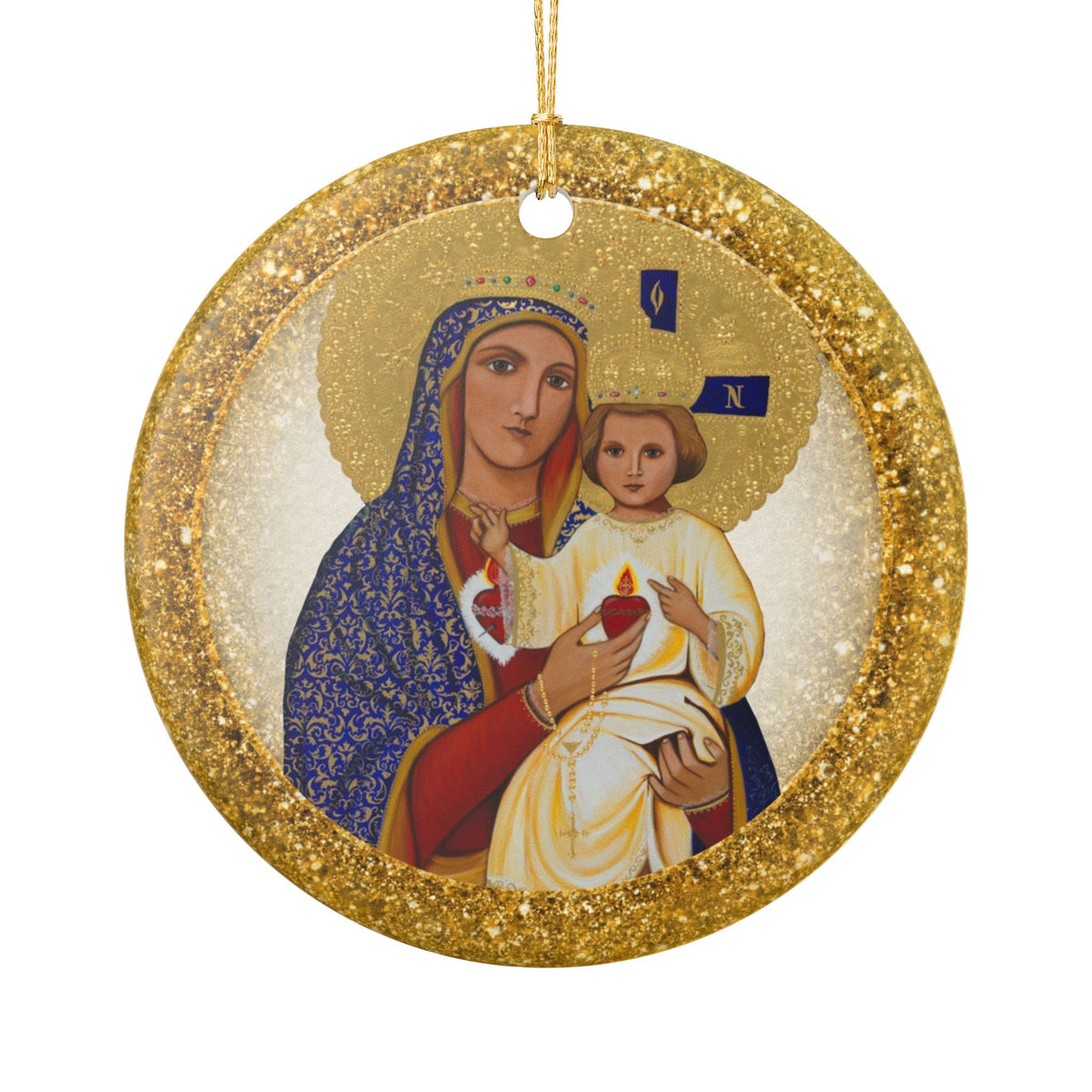 Madonna &amp; Child Ceramic Christmas Ornament