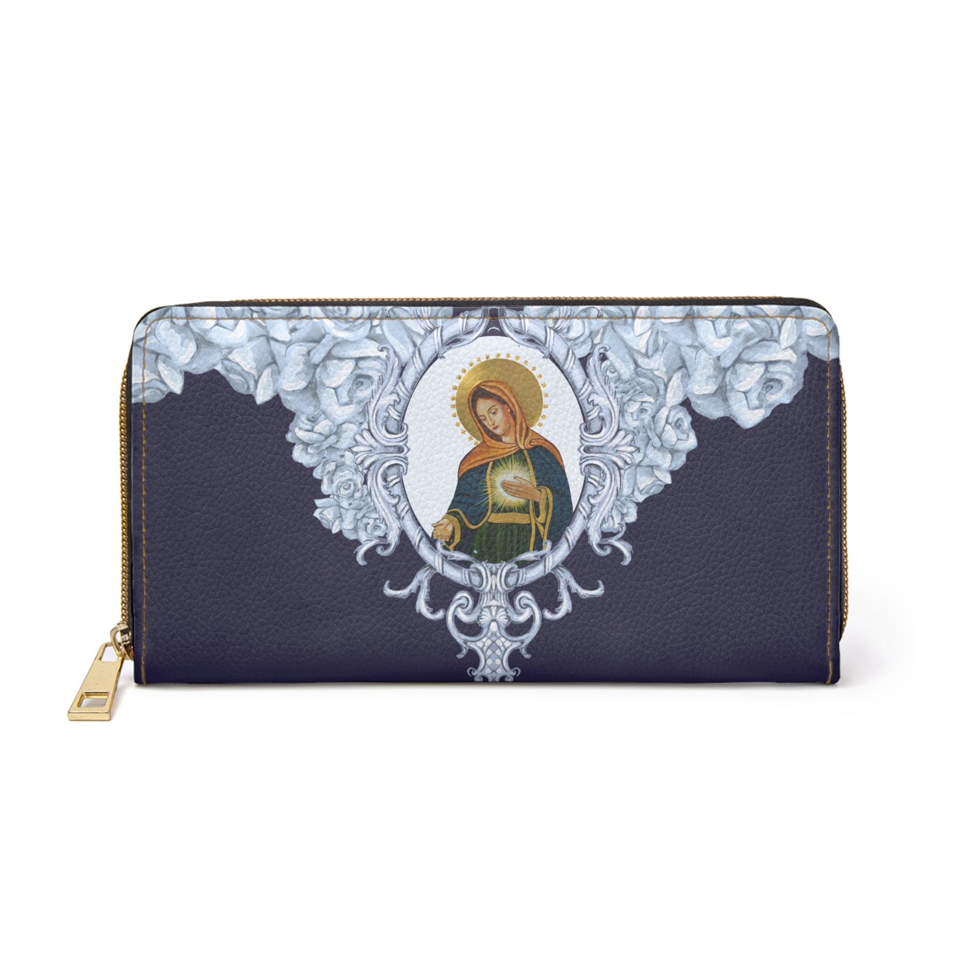 Flame of Love Navy Floral Zipper Wallet