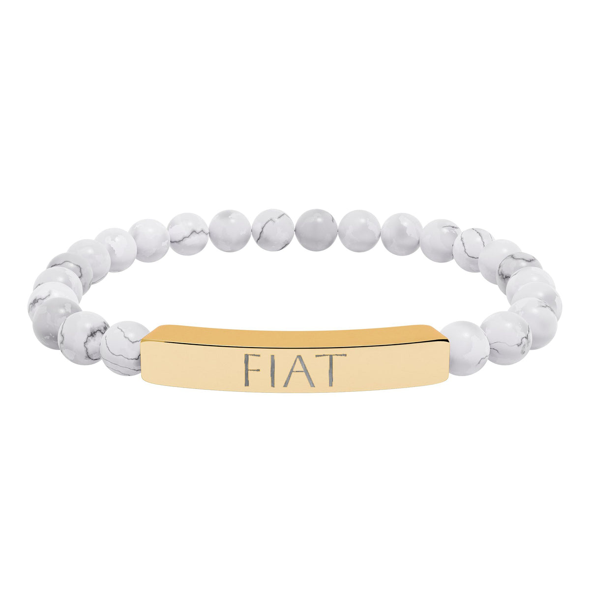FIAT &quot;Let it be done&quot;  Engraved Bracelet - Stainless or Gold with Natural Stone