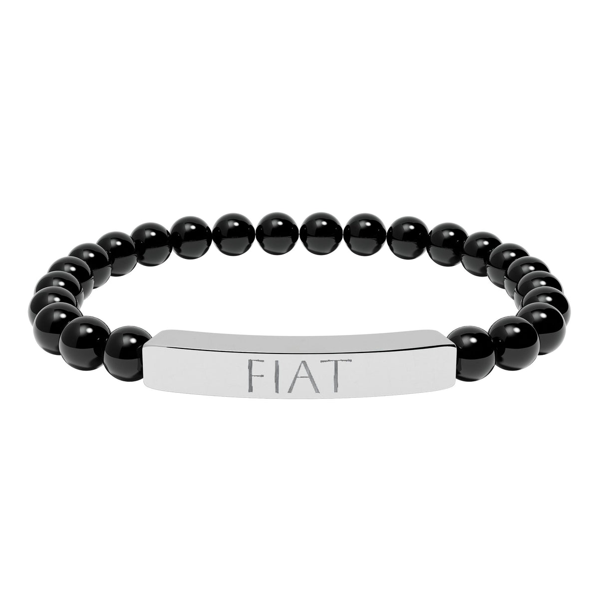 FIAT &quot;Let it be done&quot;  Engraved Bracelet - Stainless or Gold with Natural Stone