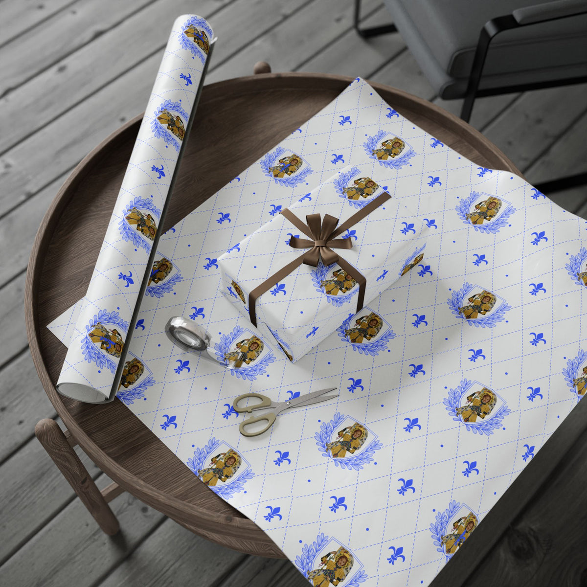Gift Wrapping Paper - Saint Joan of Arc Blue - Roll