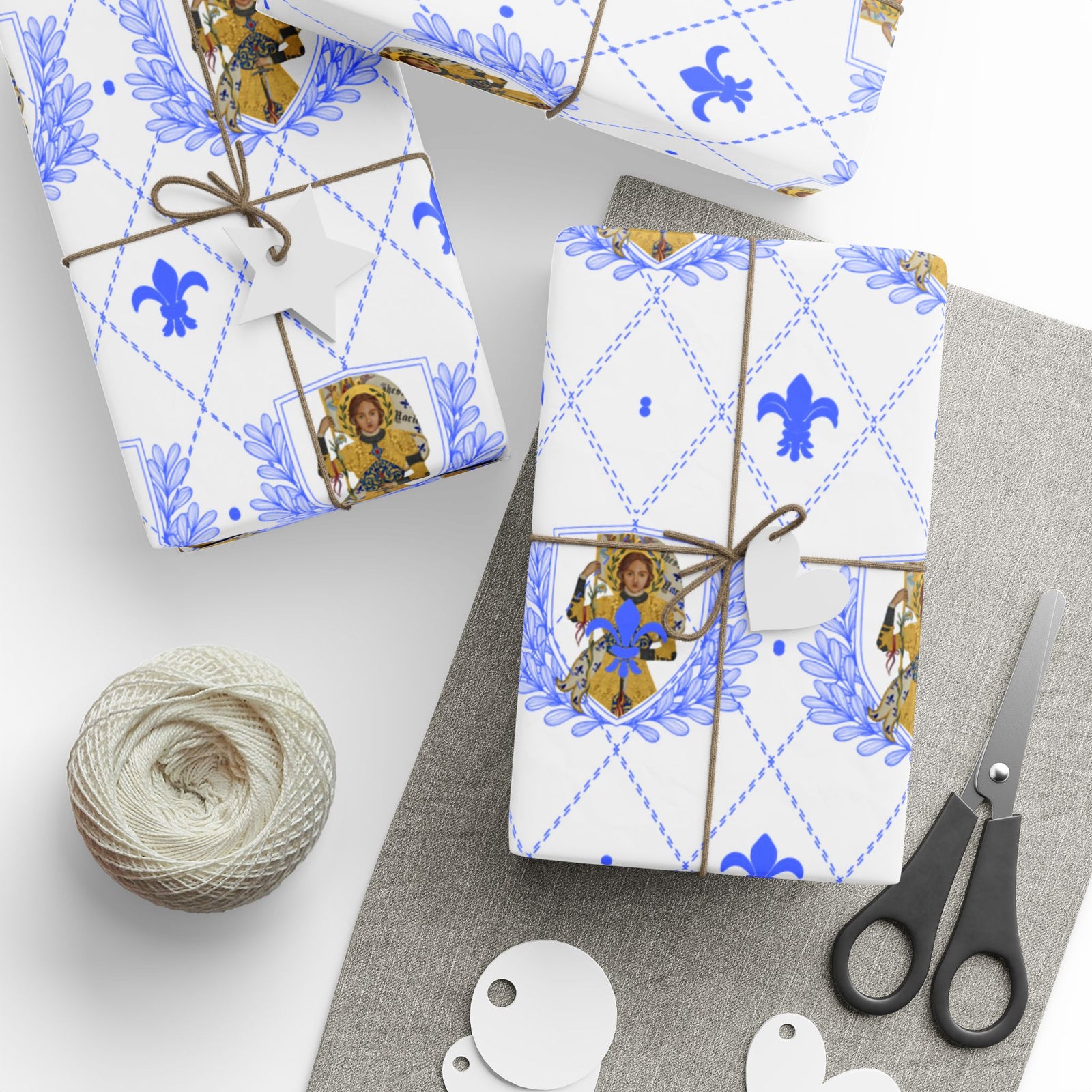 Gift Wrapping Paper - Saint Joan of Arc Blue - Roll
