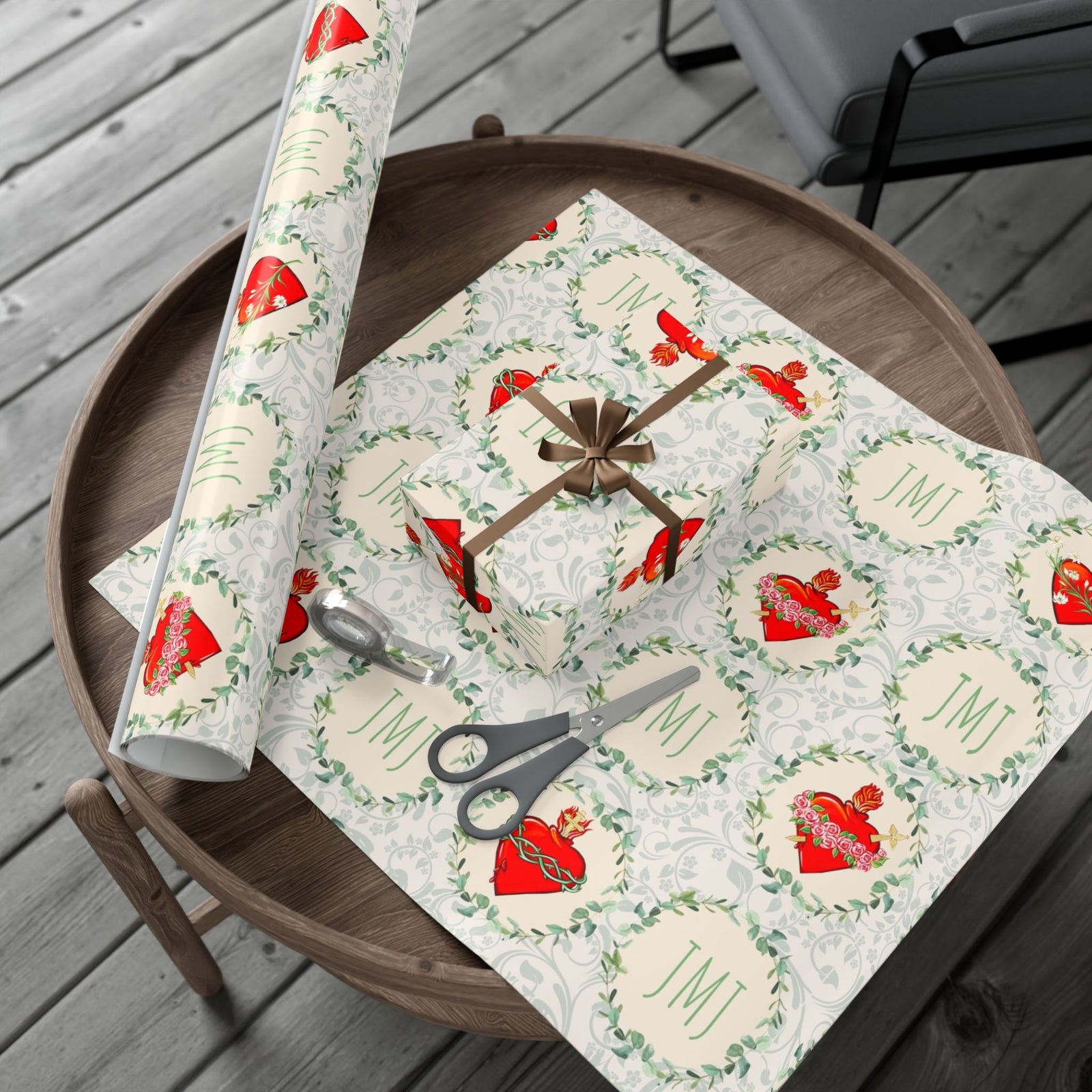 Gift Wrapping Paper - J.M.J. Sacred, Chaste and Immaculate Hearts - Roll