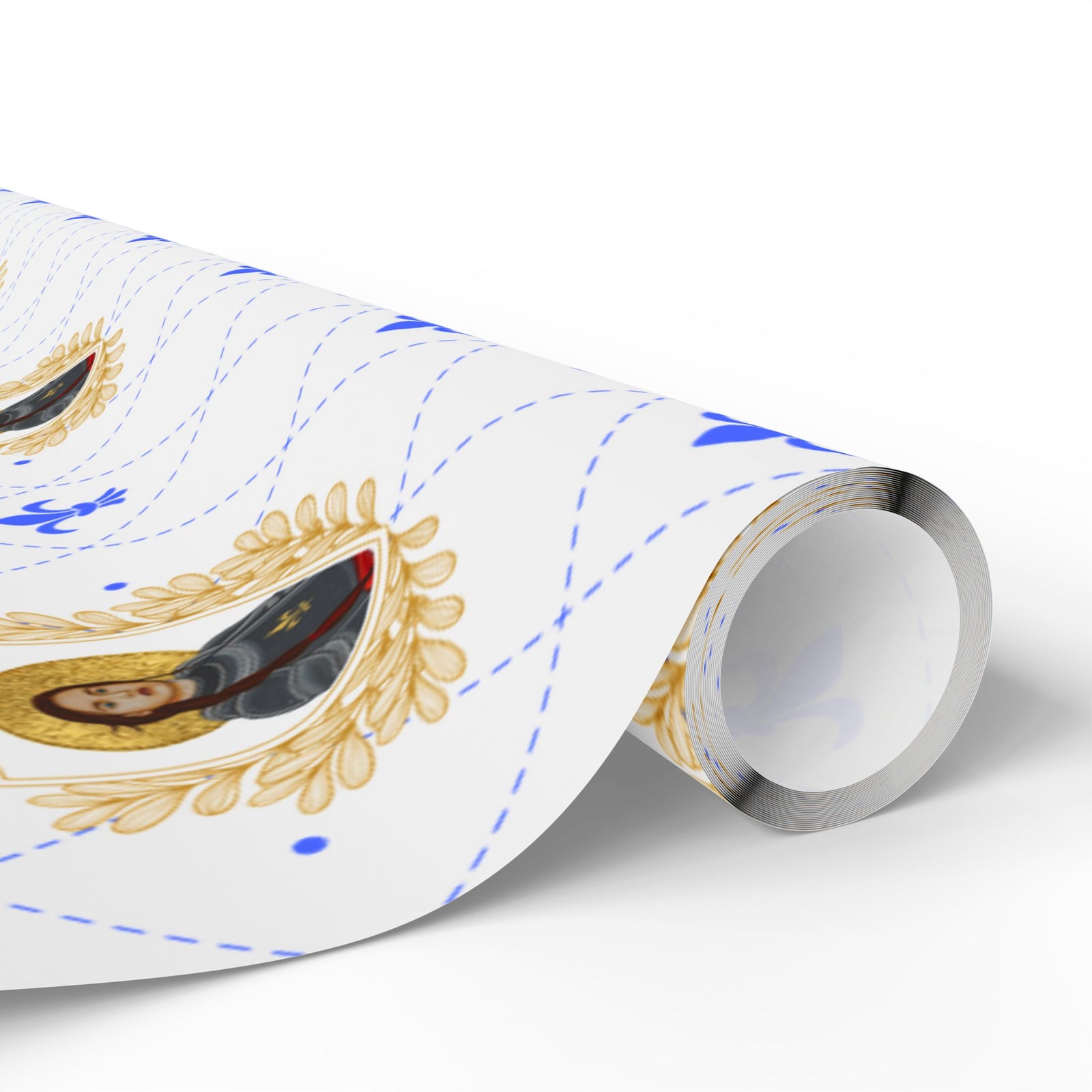 Gift Wrapping Paper - St. Joan of Arc Blue & Gold - Roll