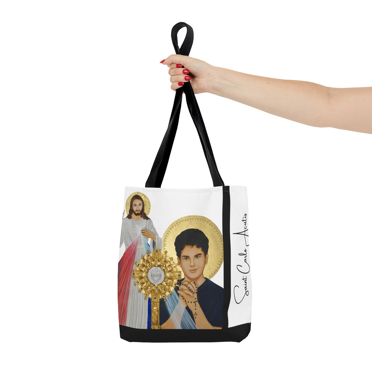 Saint Carlo Acutis / Divine Mercy 13x13 Tote Bag