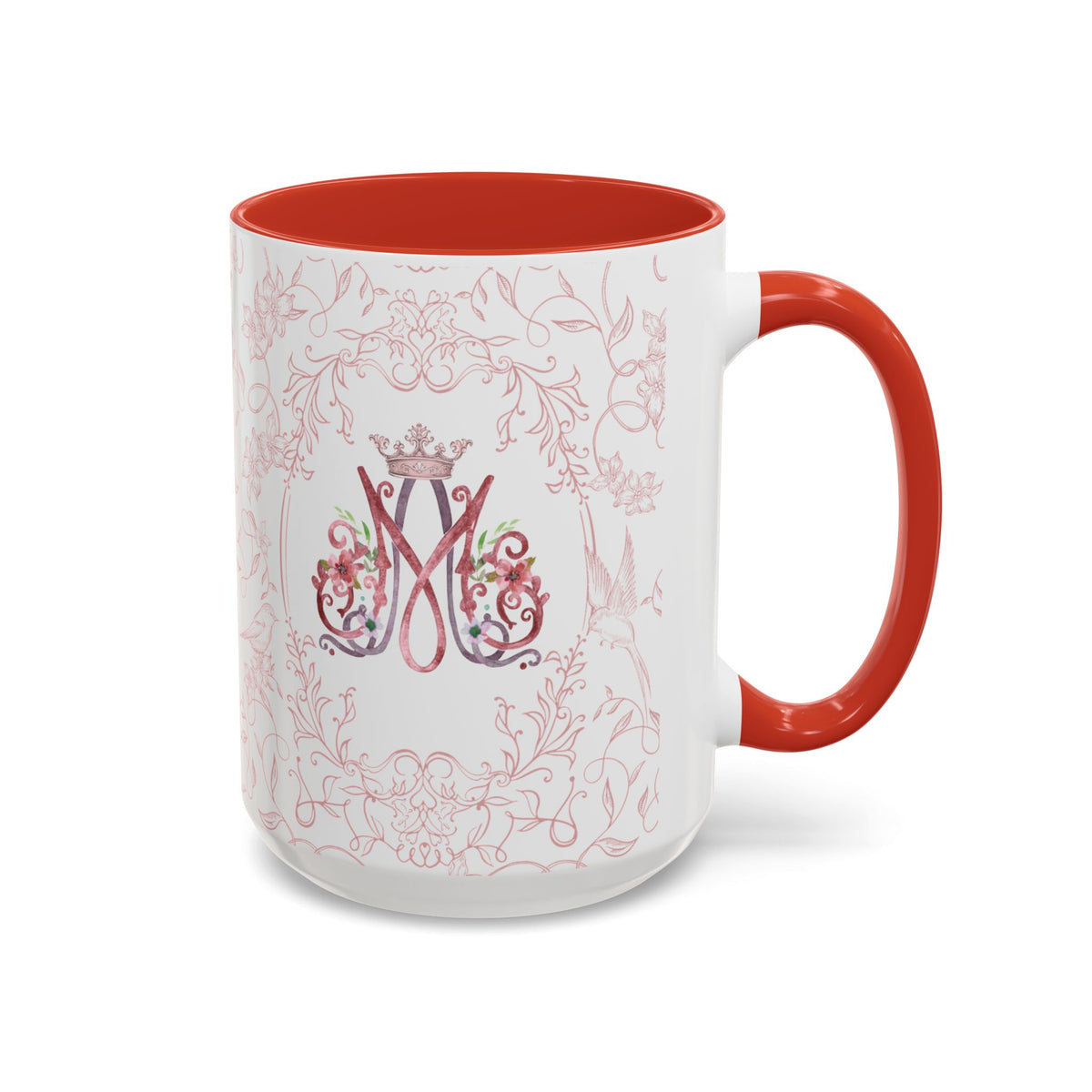 Ave Maria Pink Floral Prayer Coffee Mug