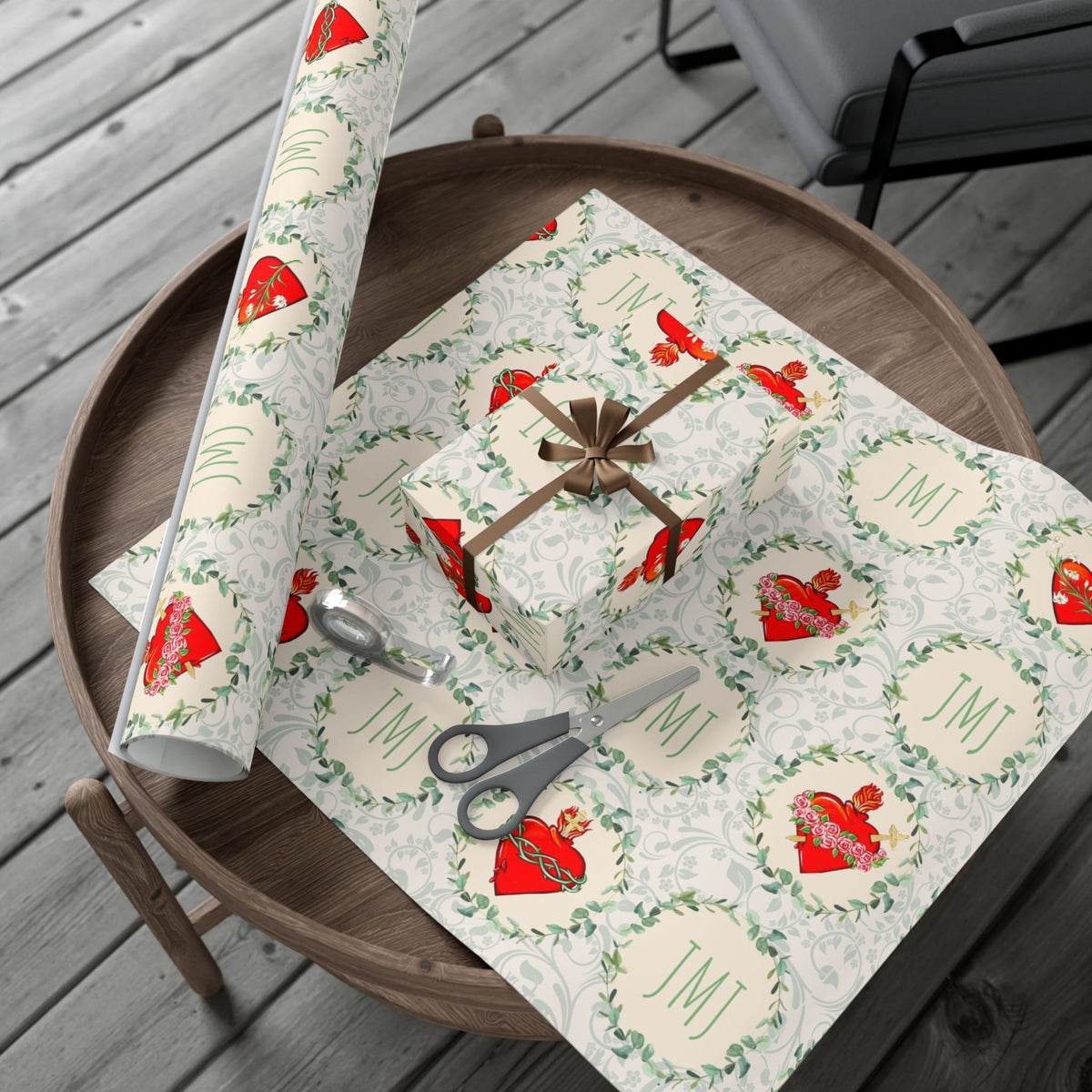 Gift Wrapping Paper - J.M.J. Sacred, Chaste and Immaculate Hearts - Roll